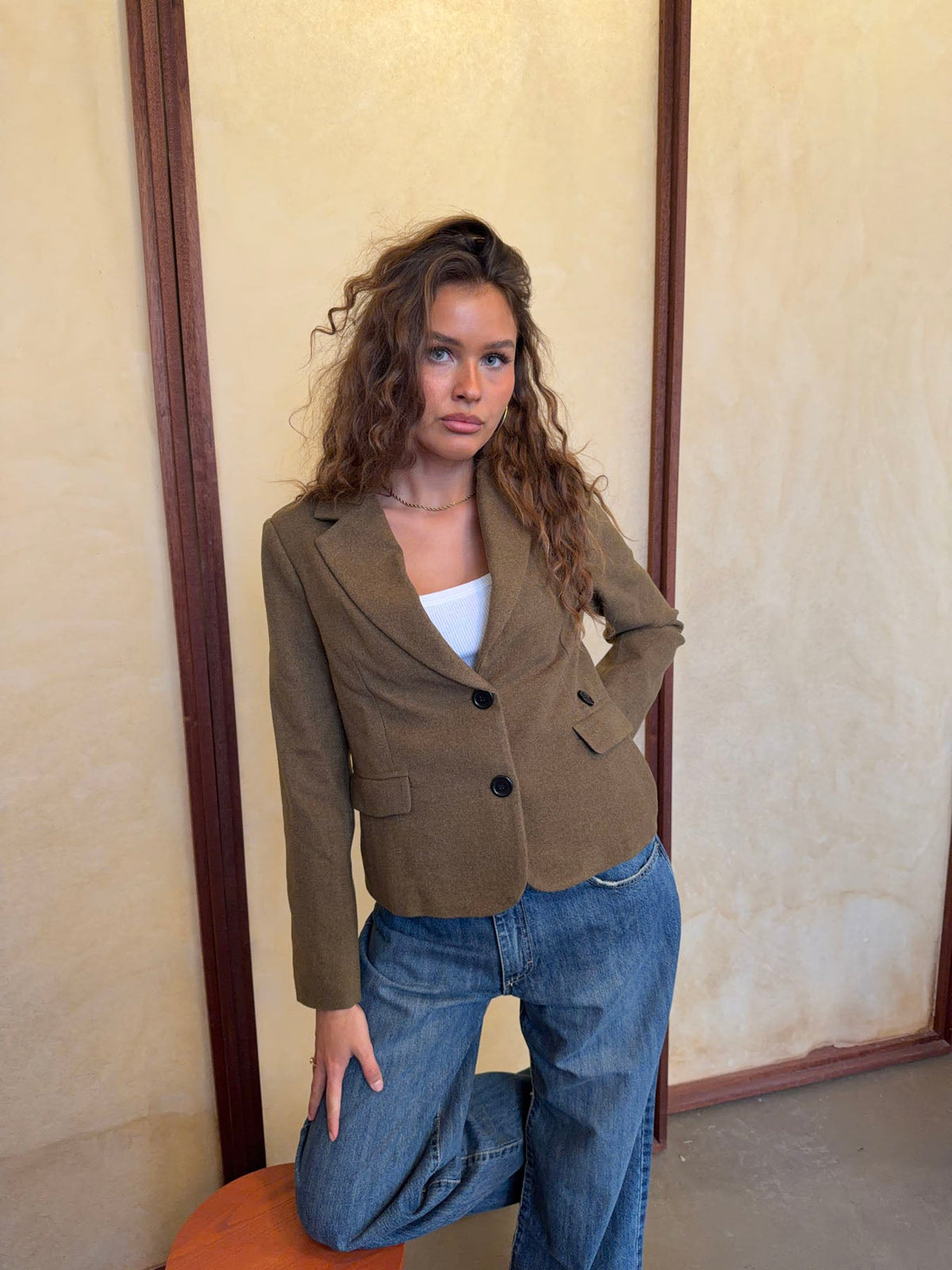 Haki Anahita Kısa Blazer Ceket