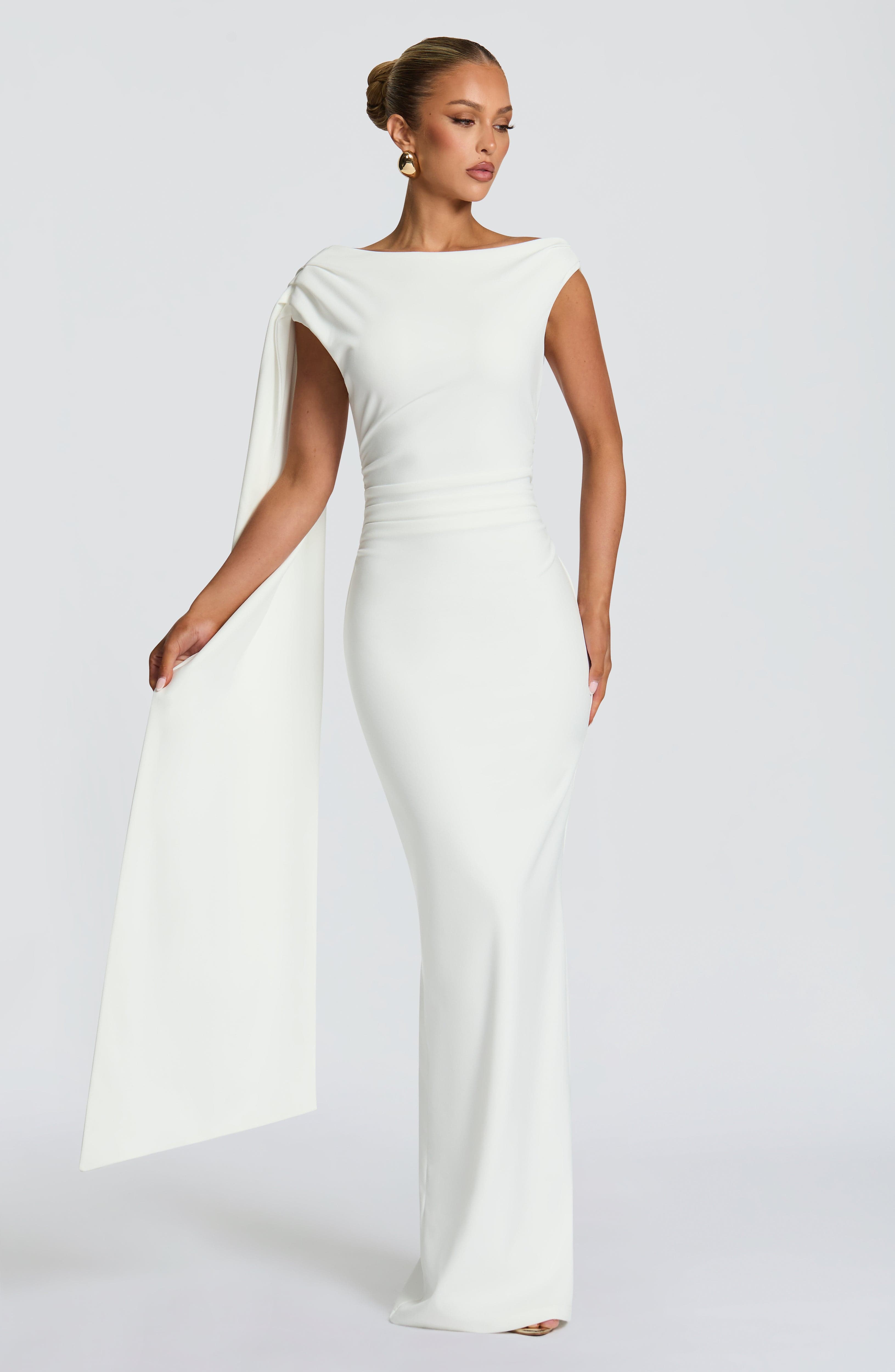 Kylie Maxi Krem Elbise