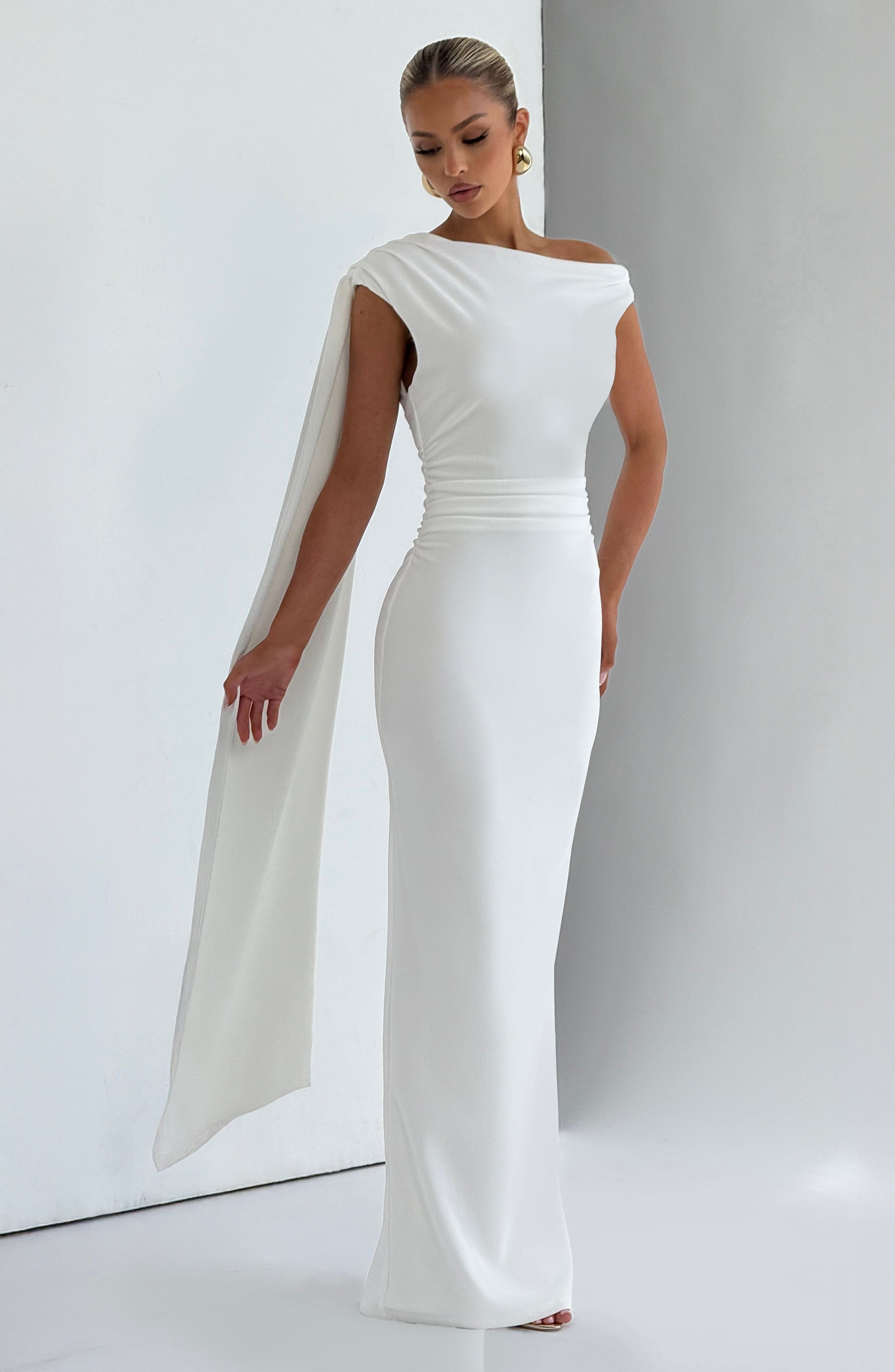 Kylie Maxi Krem Elbise