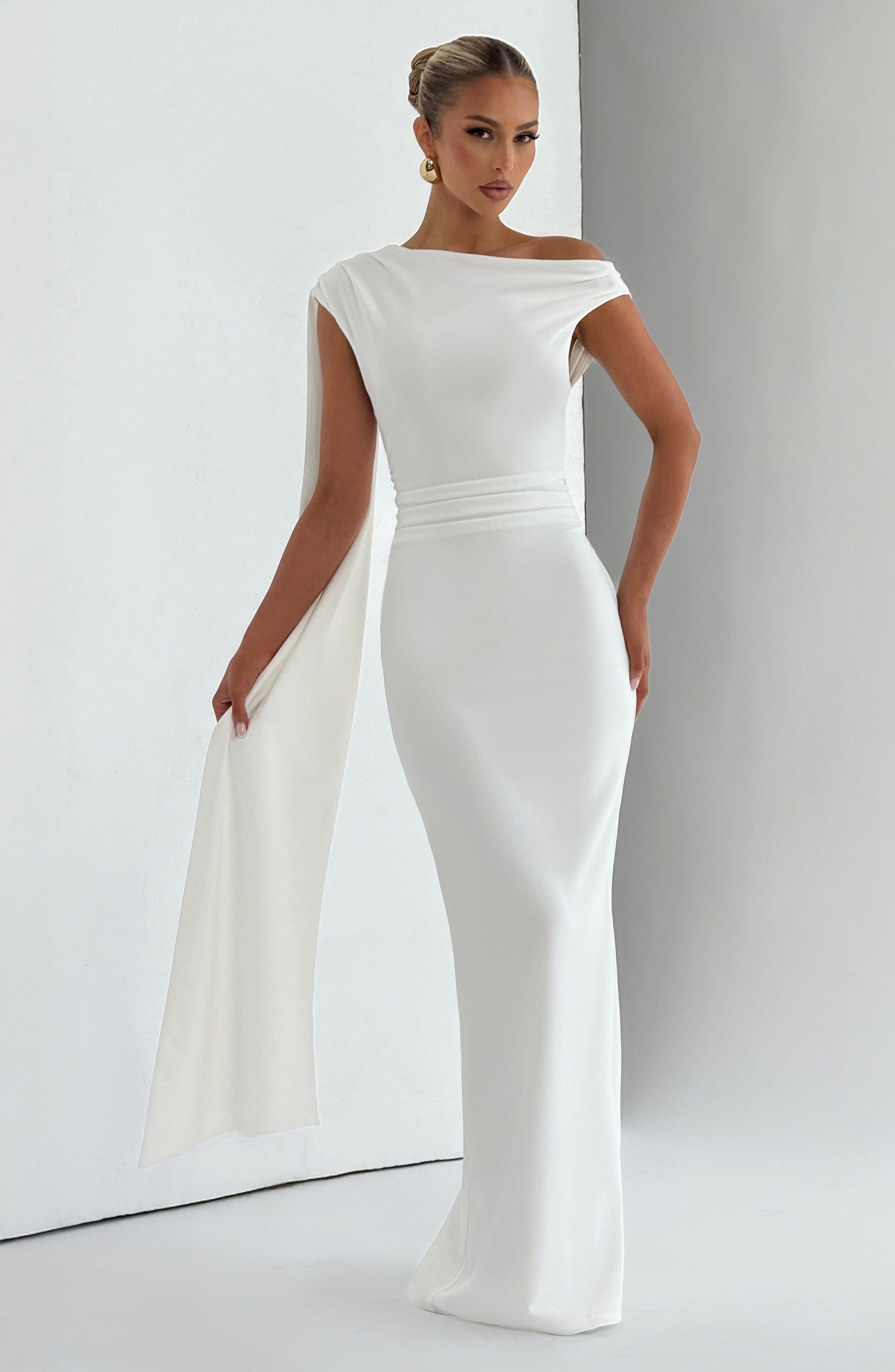 Kylie Maxi Krem Elbise
