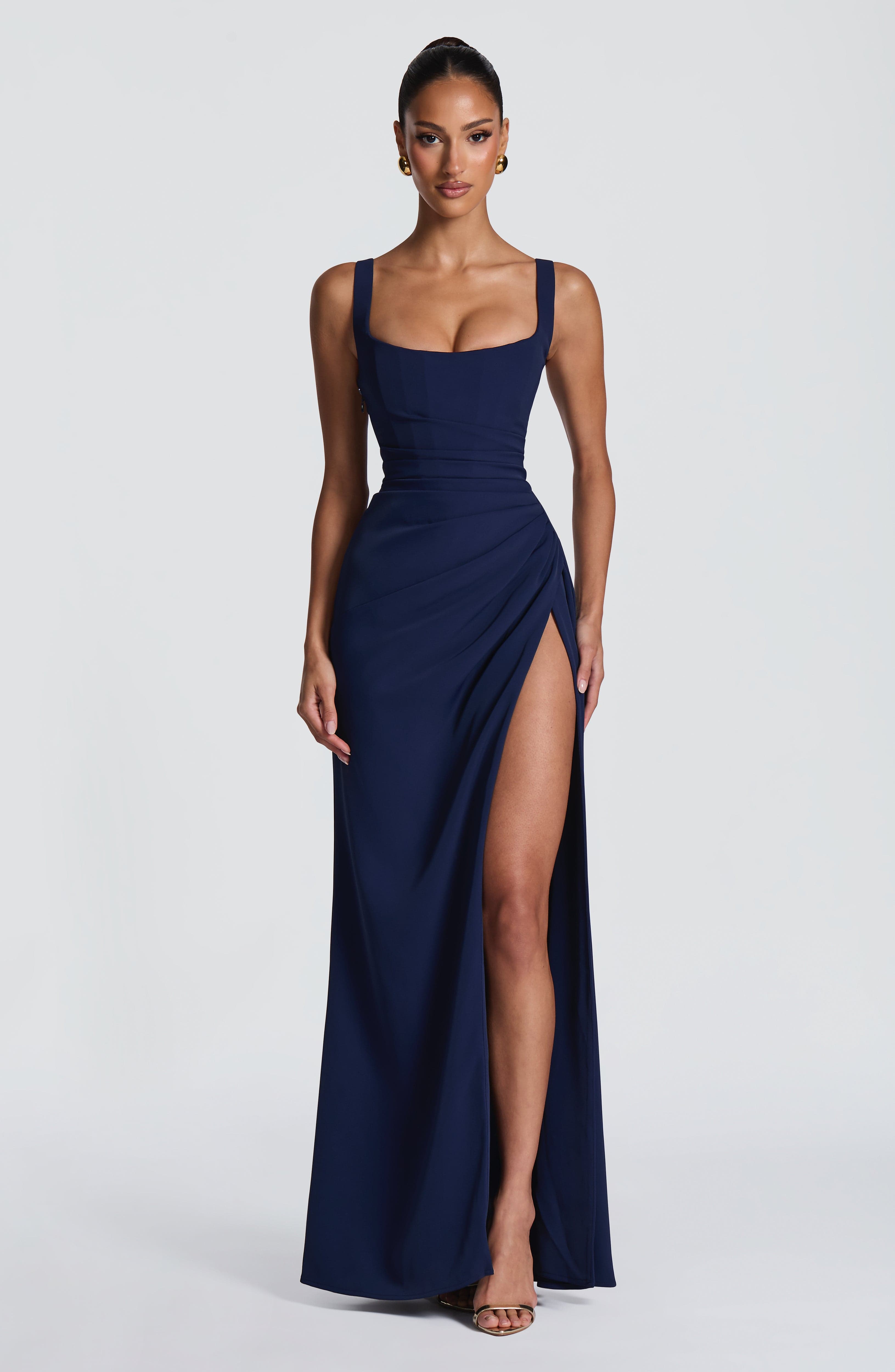 Laleh Lacivert Maxi Elbise