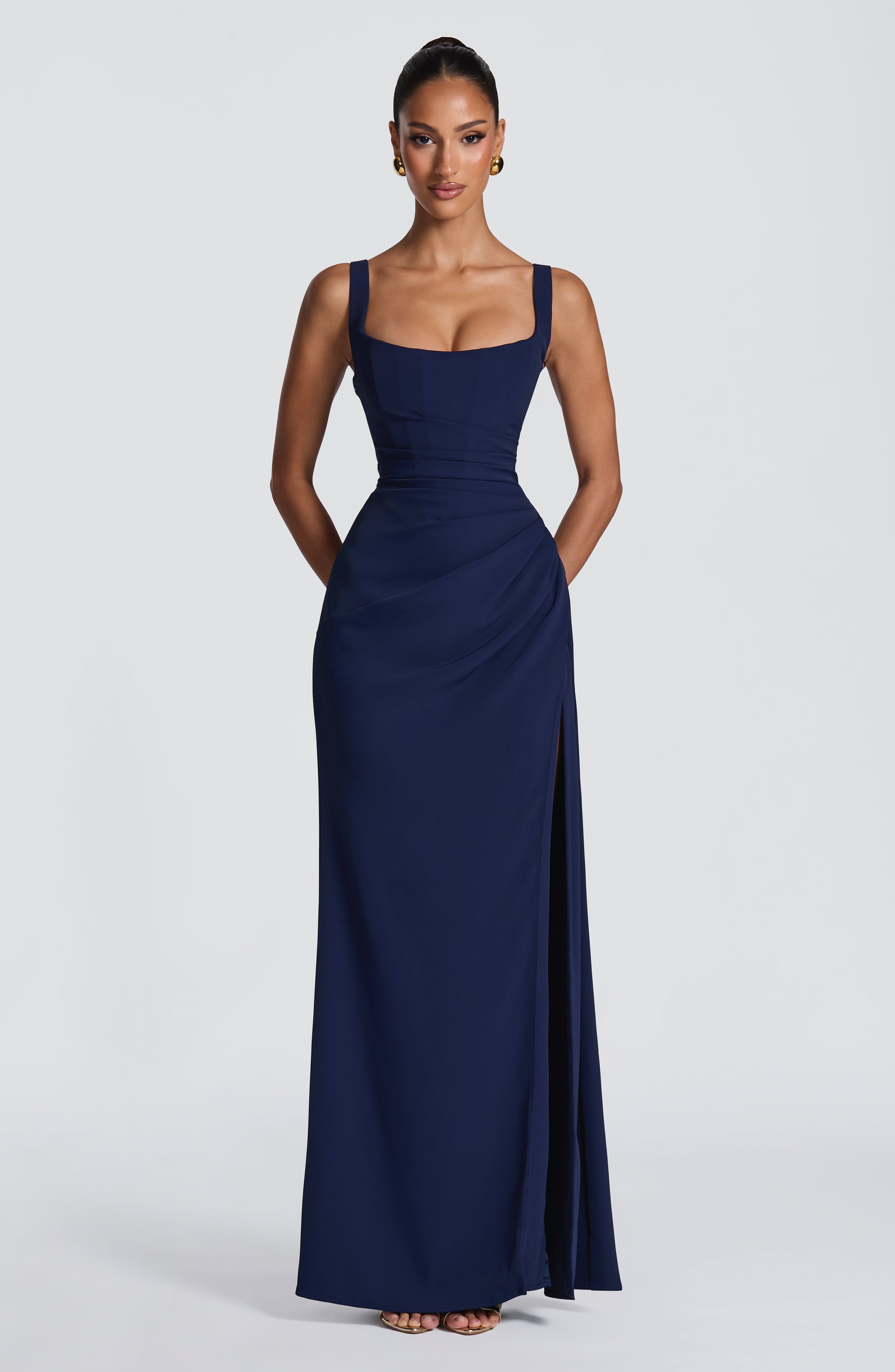 Laleh Lacivert Maxi Elbise