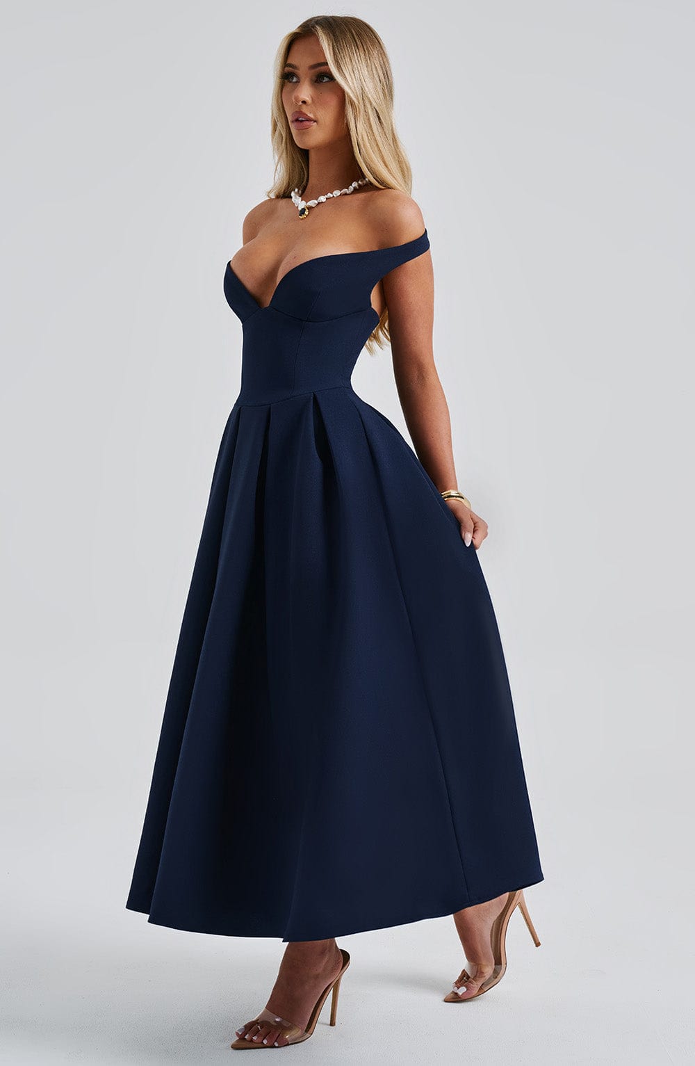 Lanetta Midi Lacivert Elbise