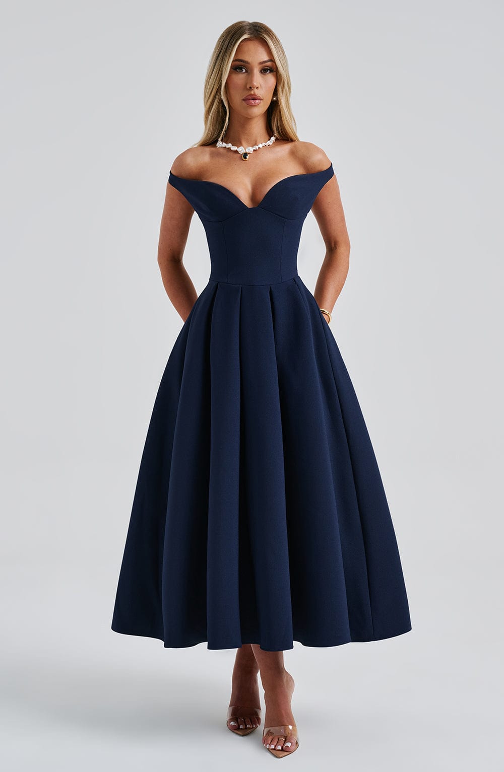 Lanetta Midi Lacivert Elbise