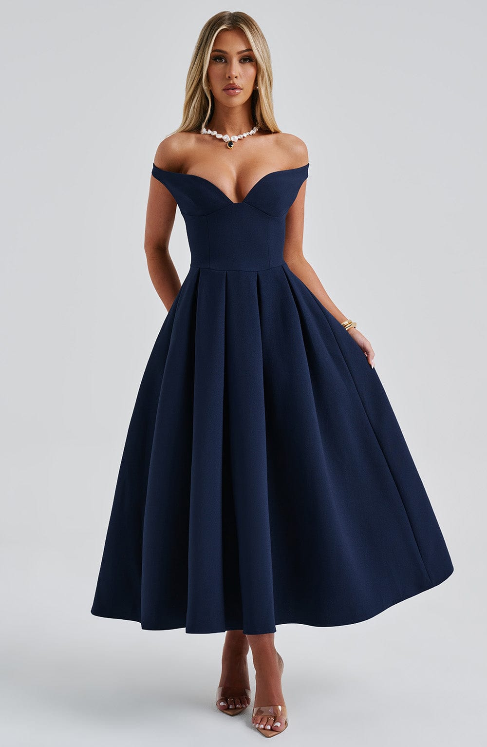 Lanetta Midi Lacivert Elbise