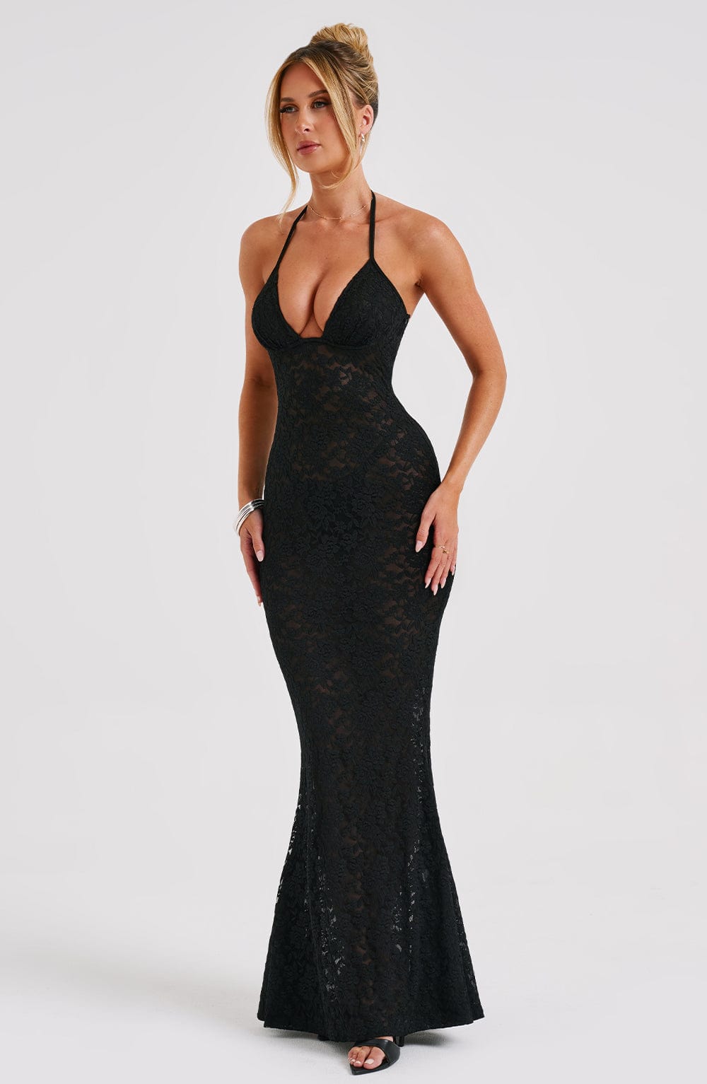 Leilina Siyah Maxi Elbise