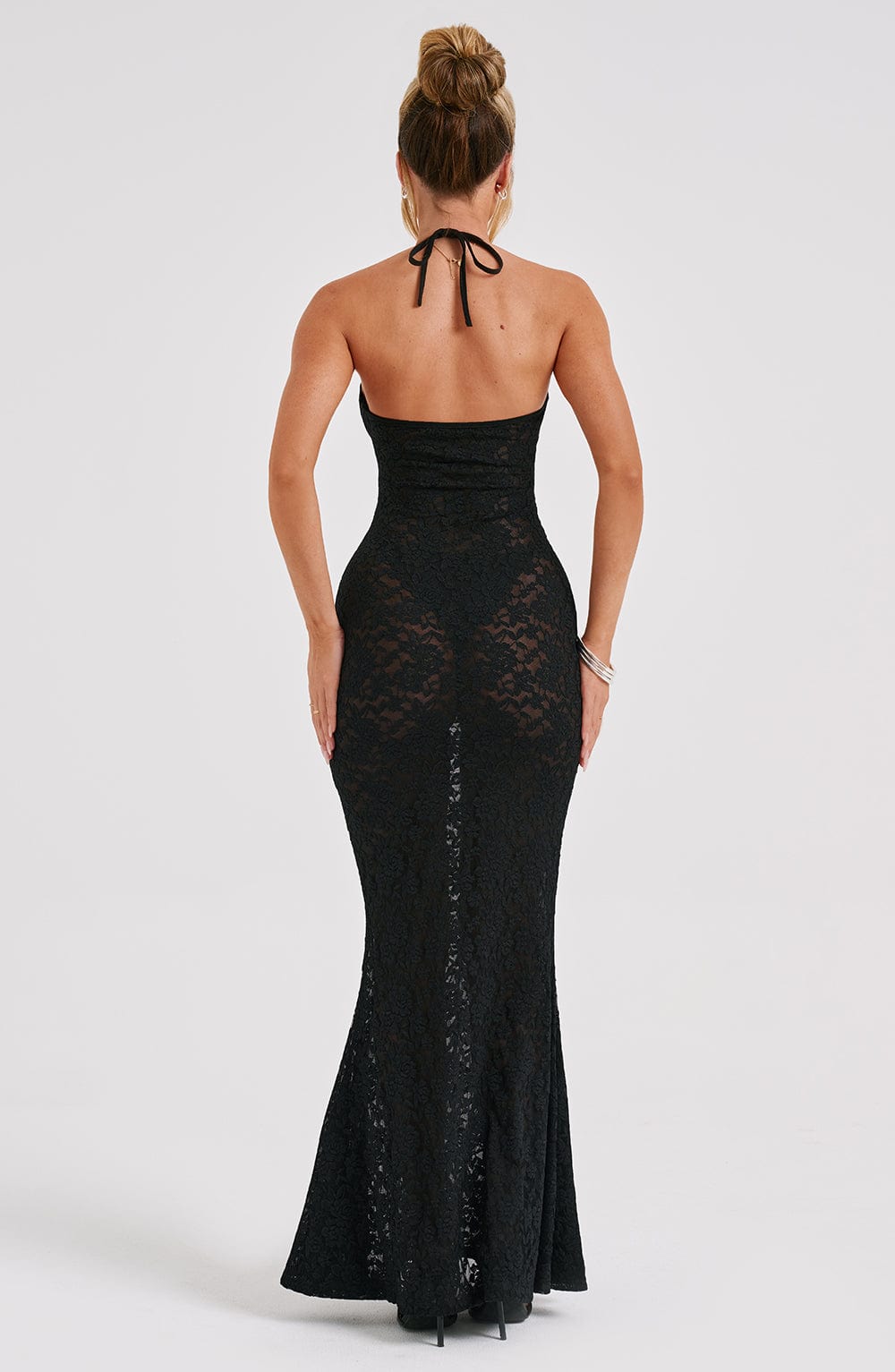 Leilina Siyah Maxi Elbise