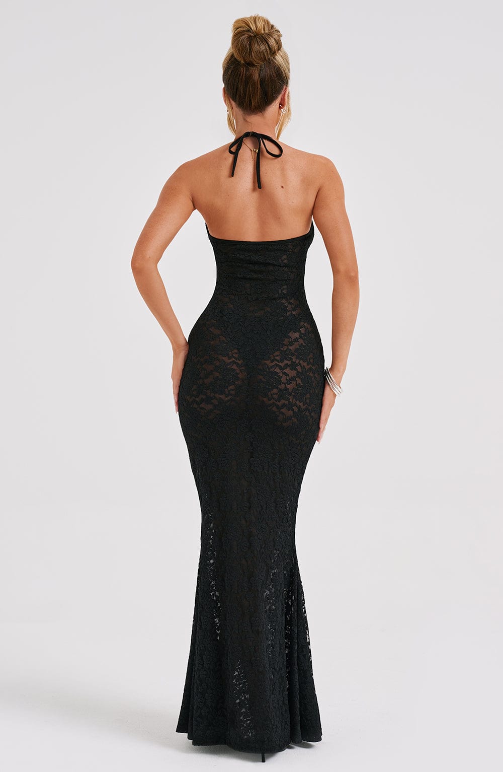 Leilina Siyah Maxi Elbise
