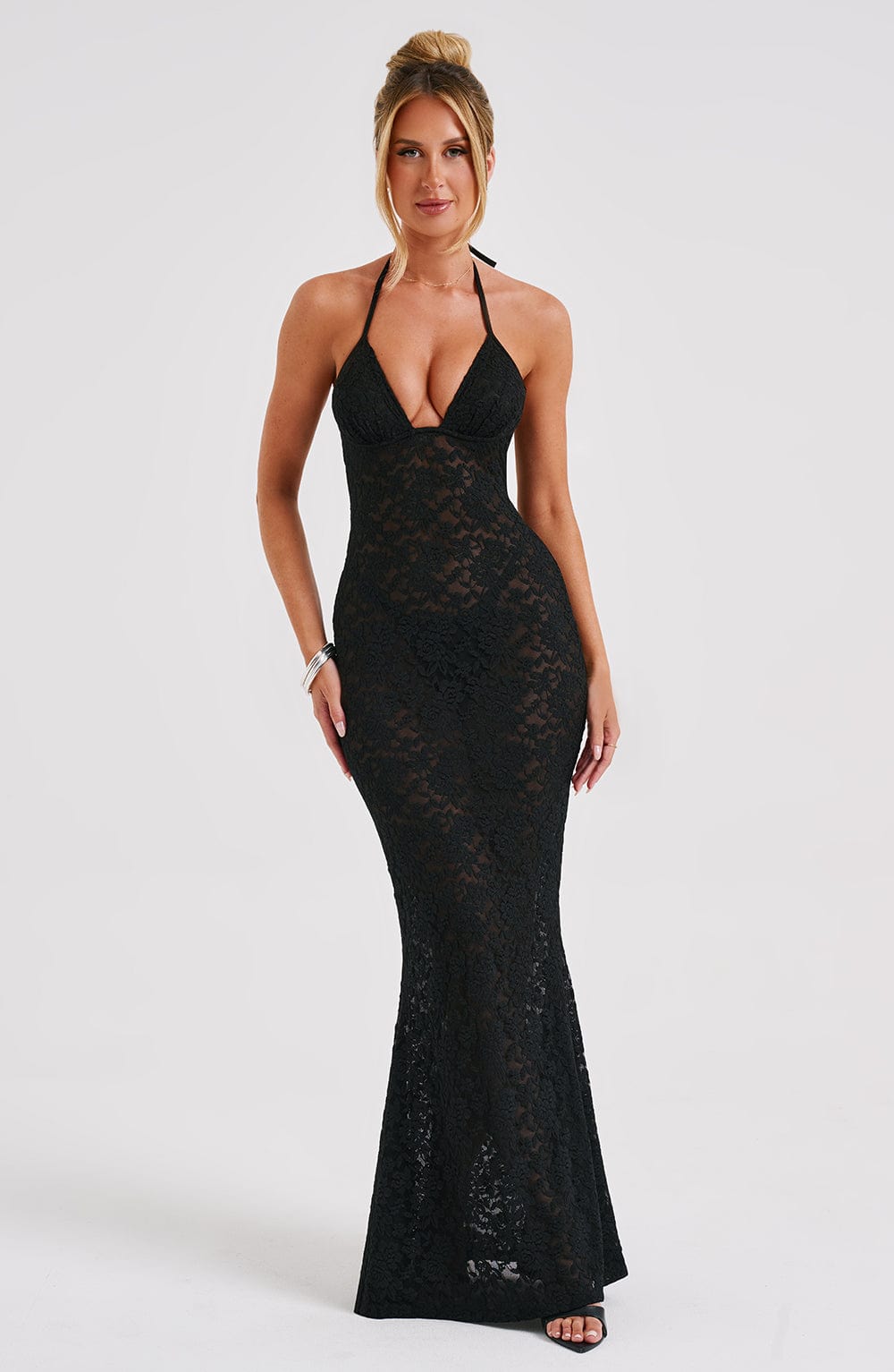 Leilina Siyah Maxi Elbise