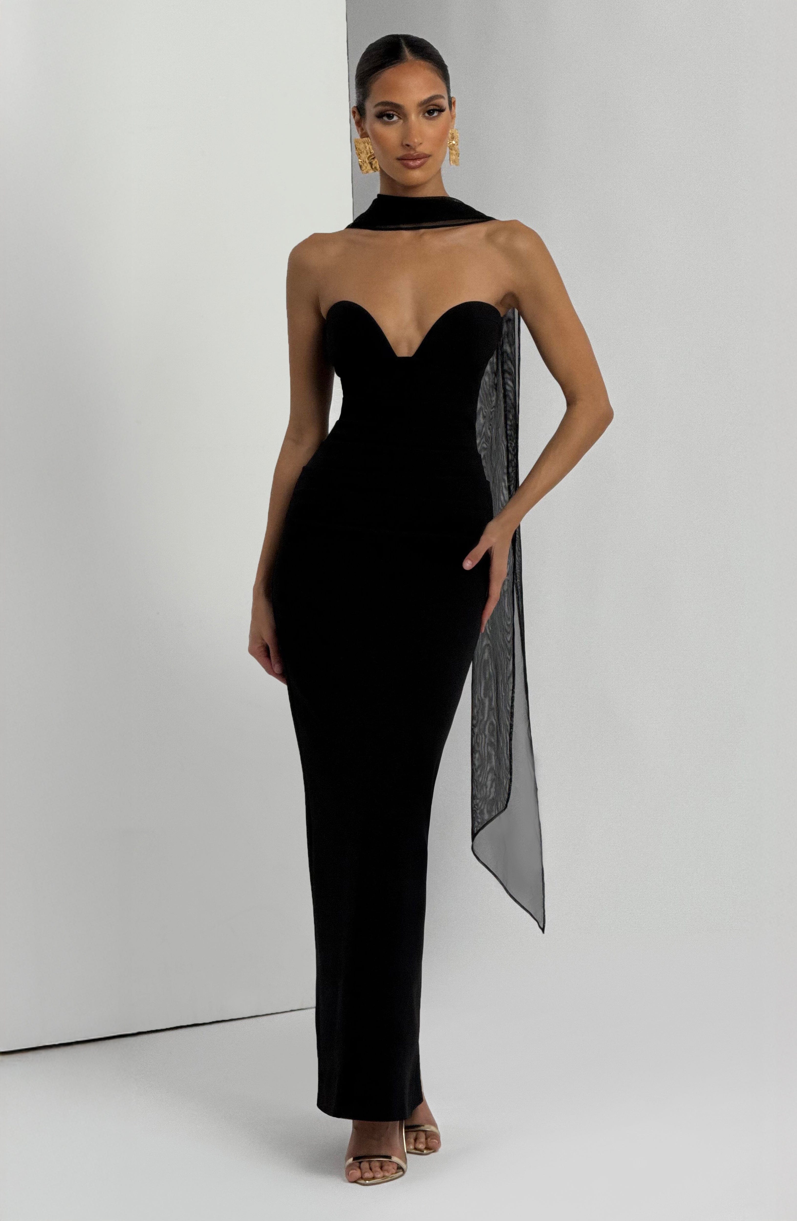 Lindsey Siyah Maxi Elbise