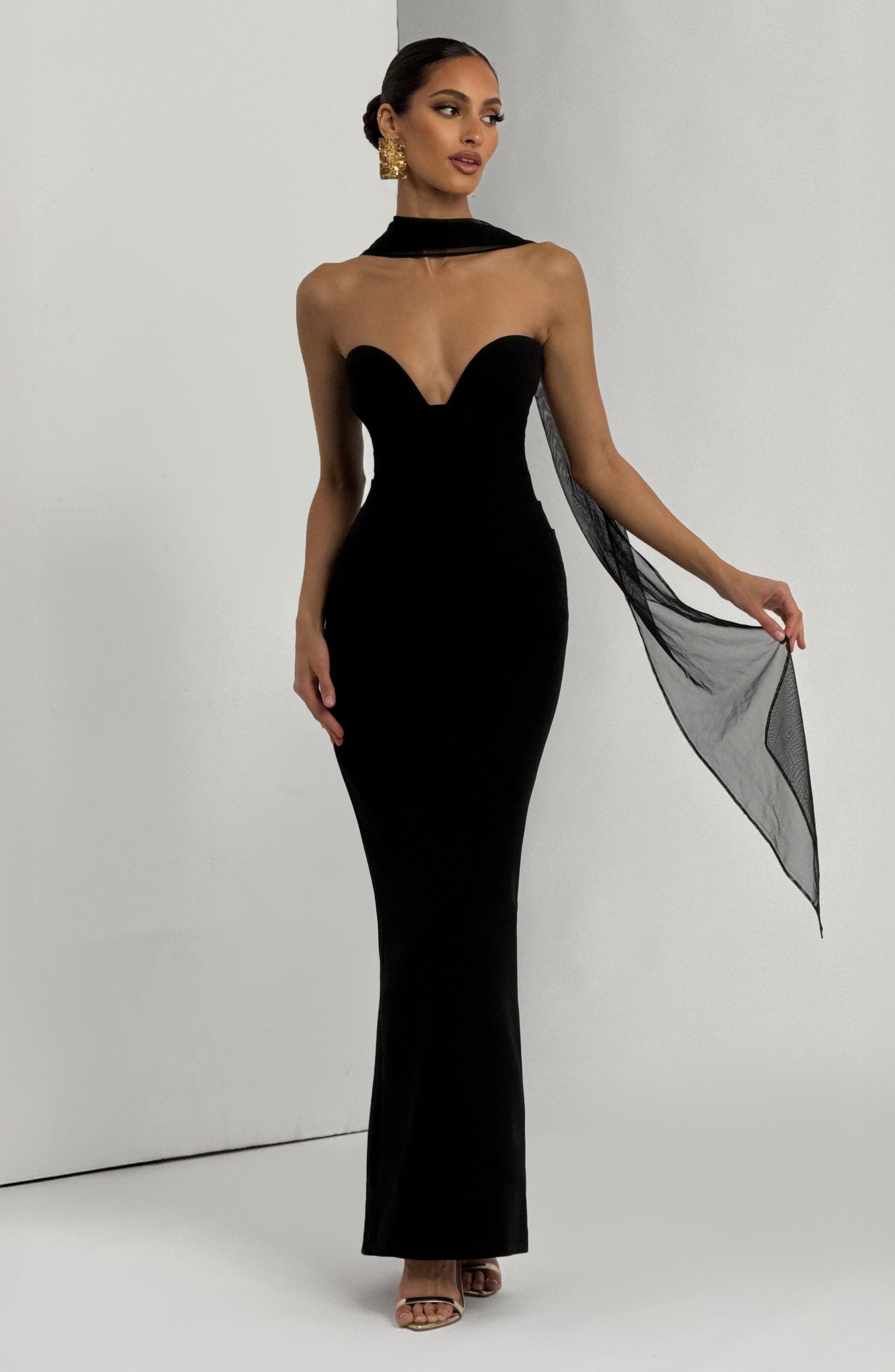 Lindsey Siyah Maxi Elbise