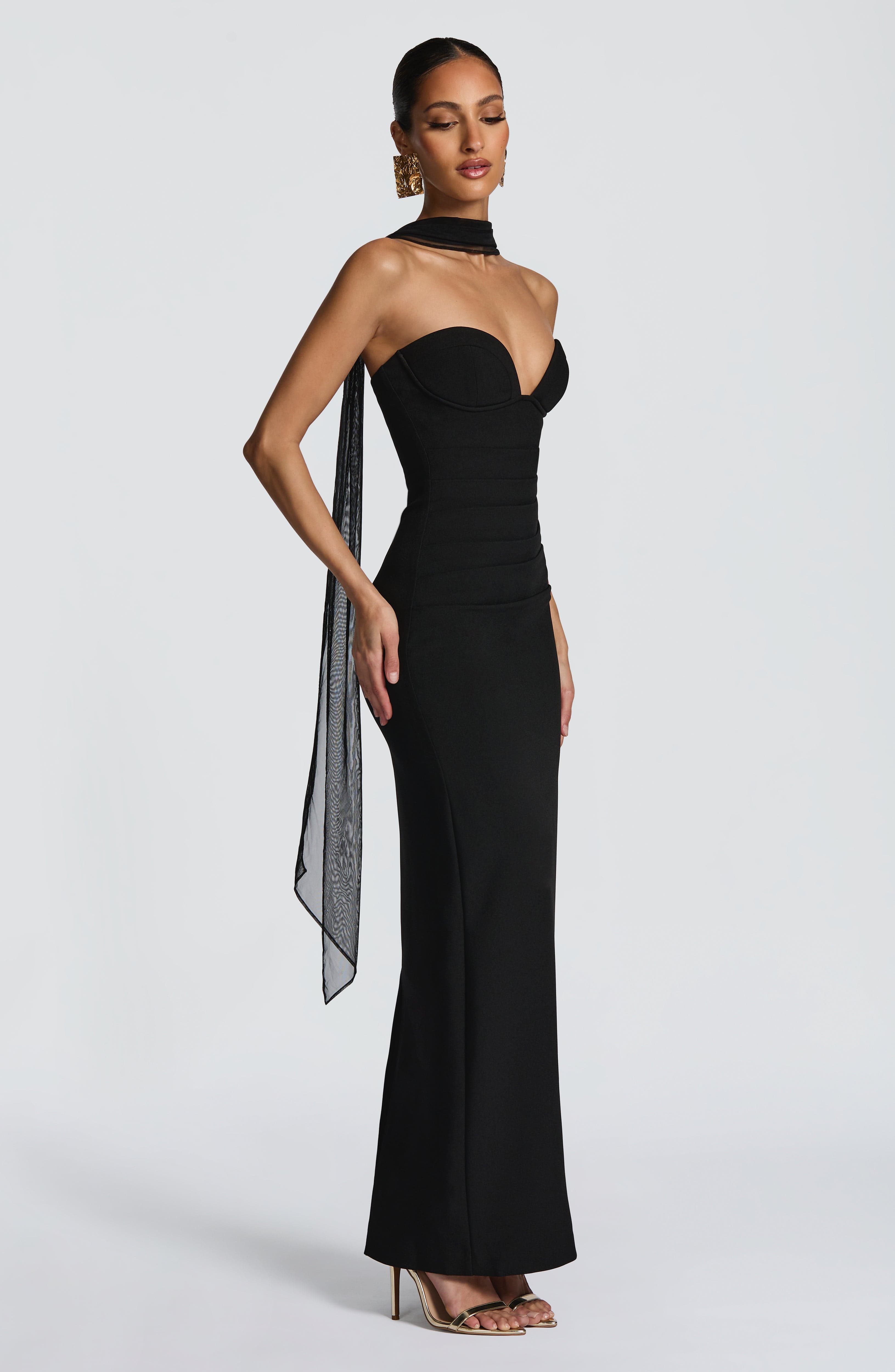 Lindsey Siyah Maxi Elbise