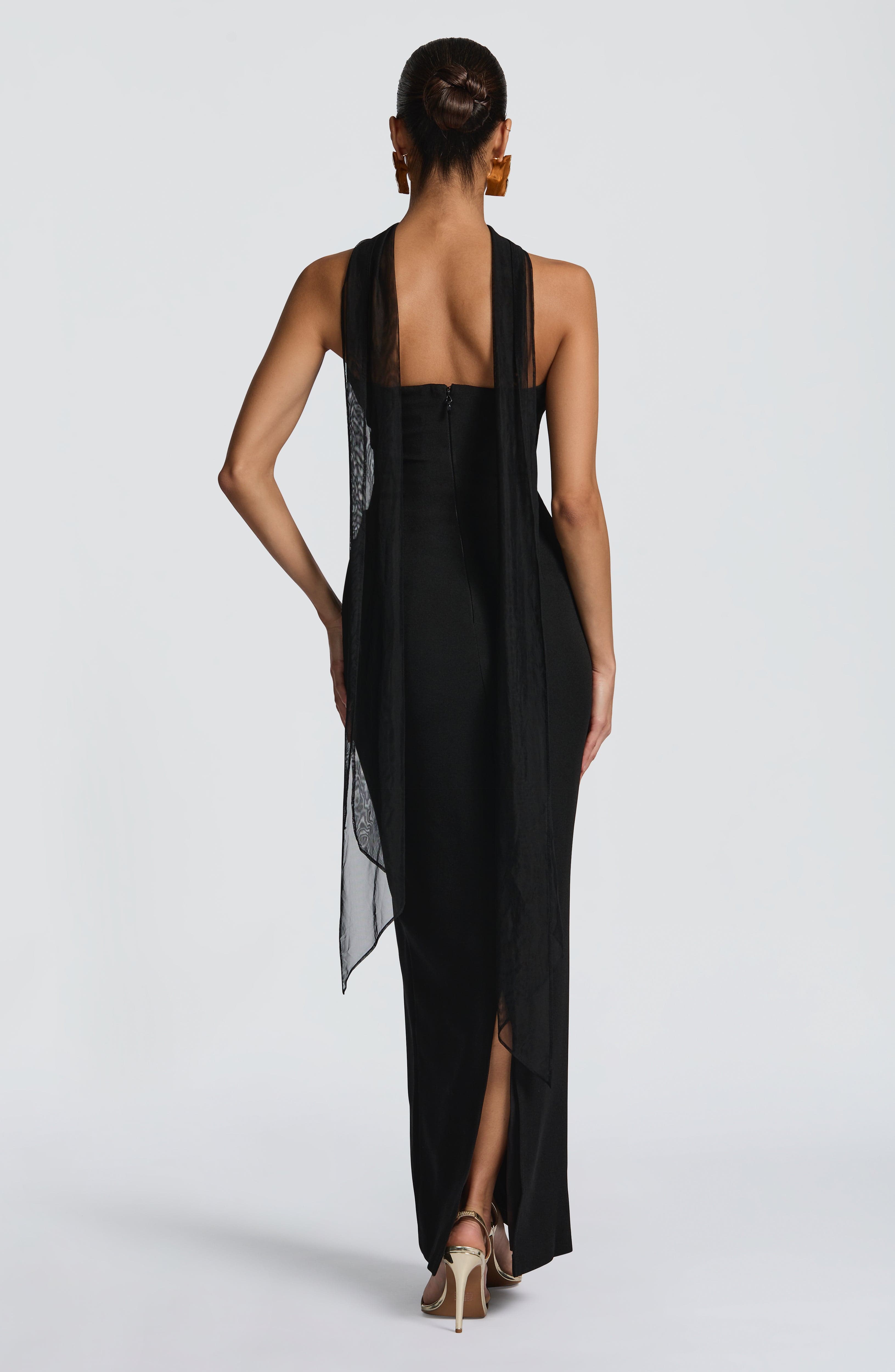 Lindsey Siyah Maxi Elbise