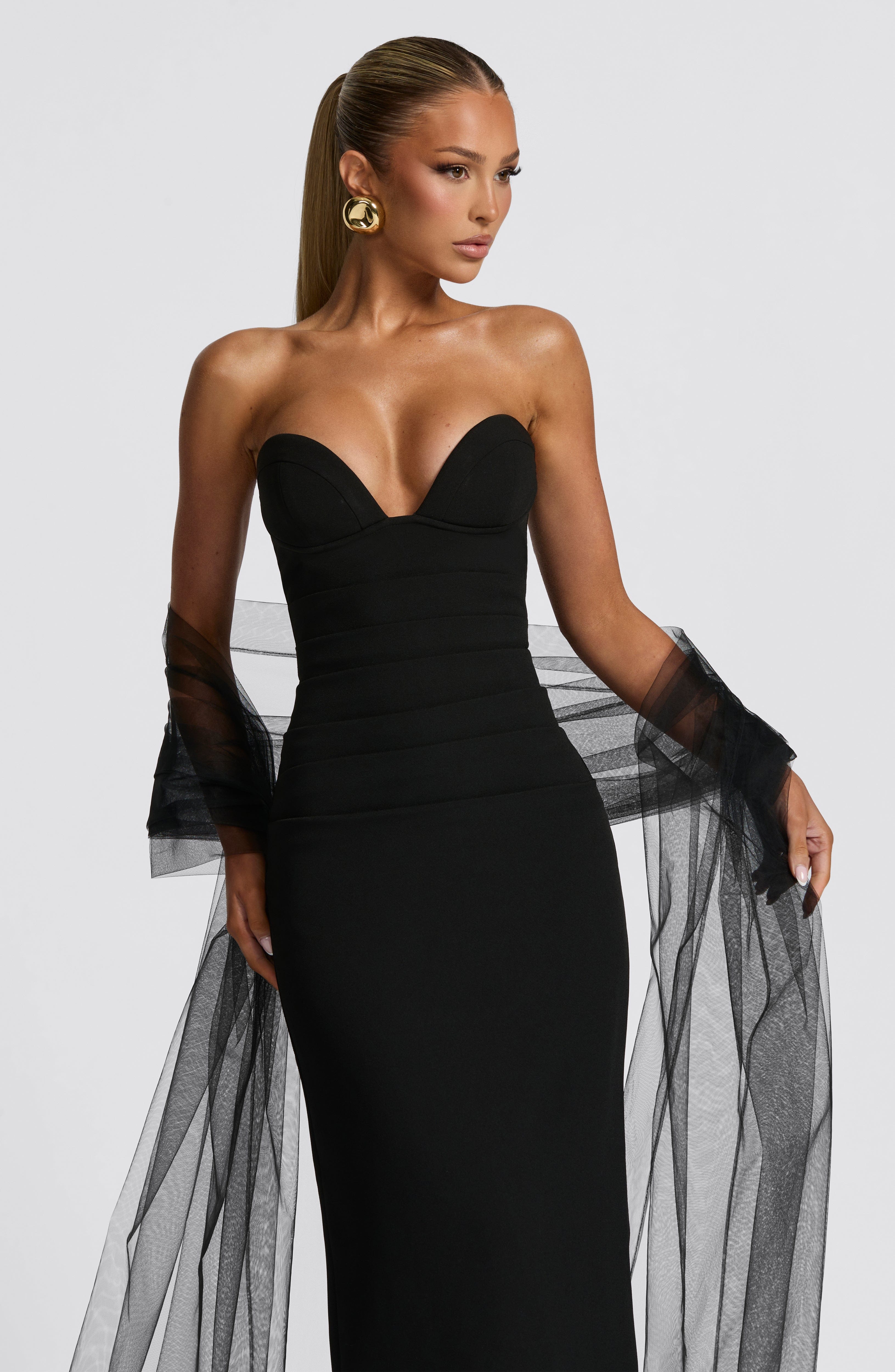 Lindsey Siyah Maxi Elbise