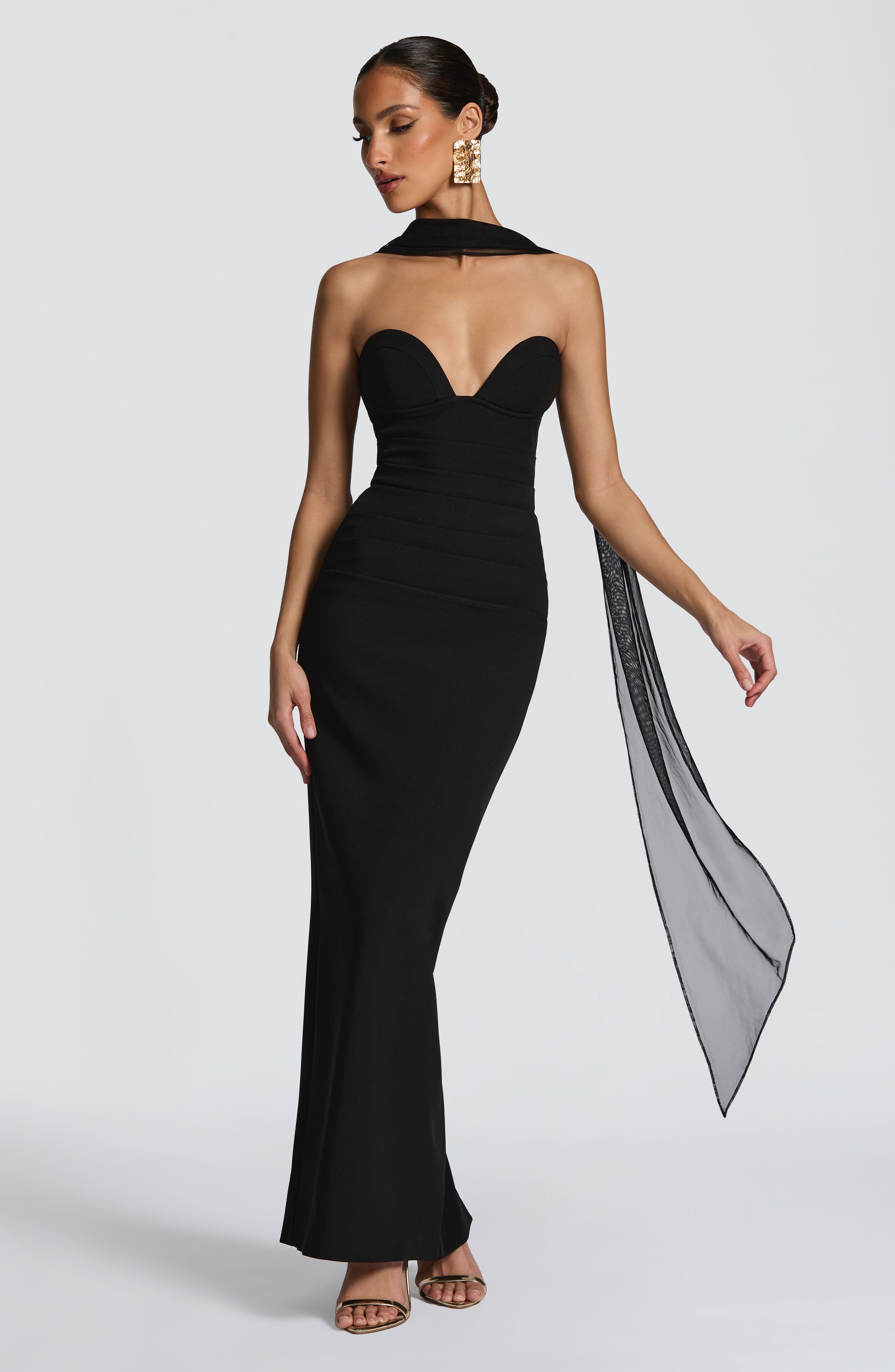 Lindsey Siyah Maxi Elbise