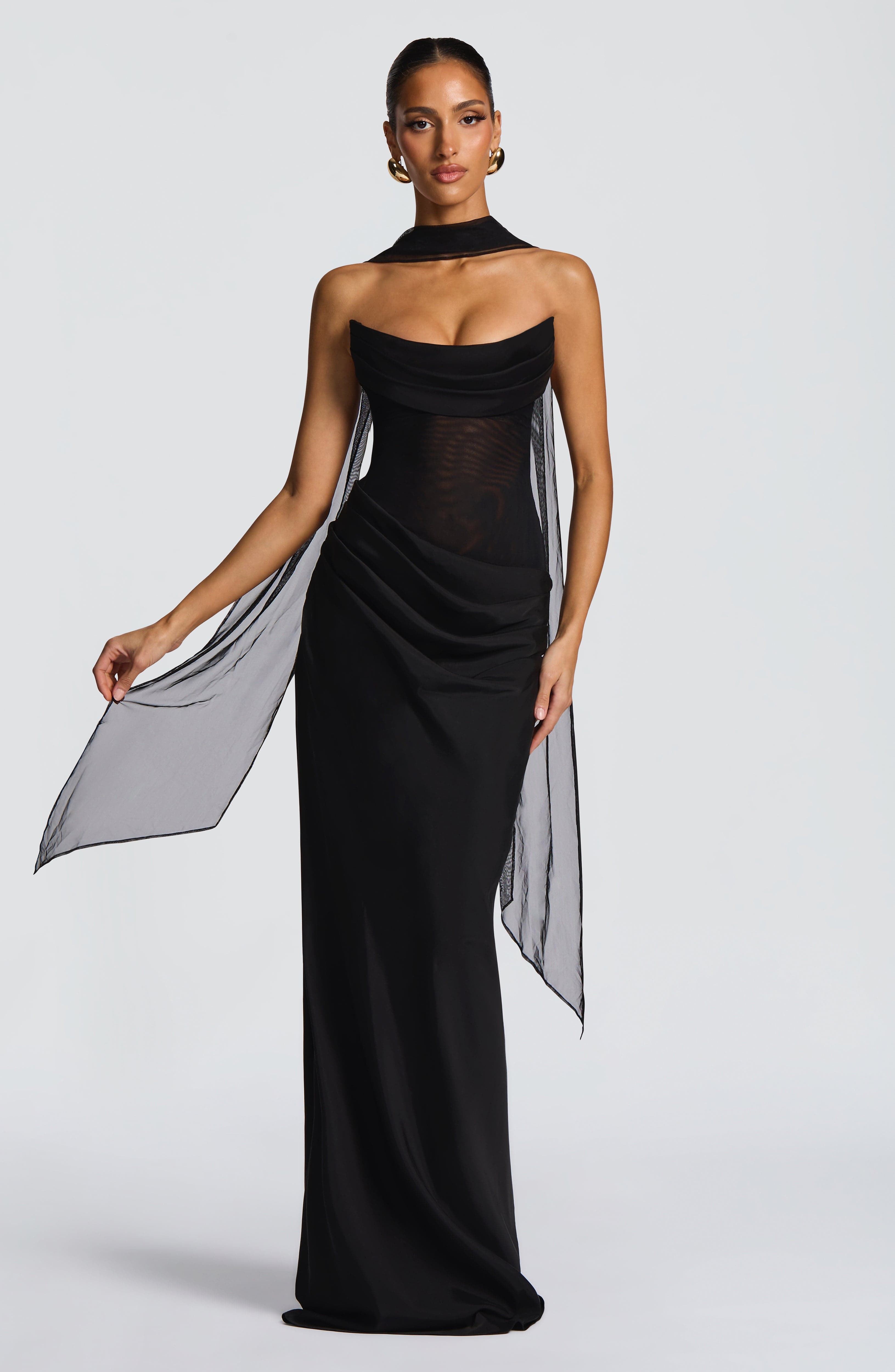 Liora Siyah Maxi Elbise