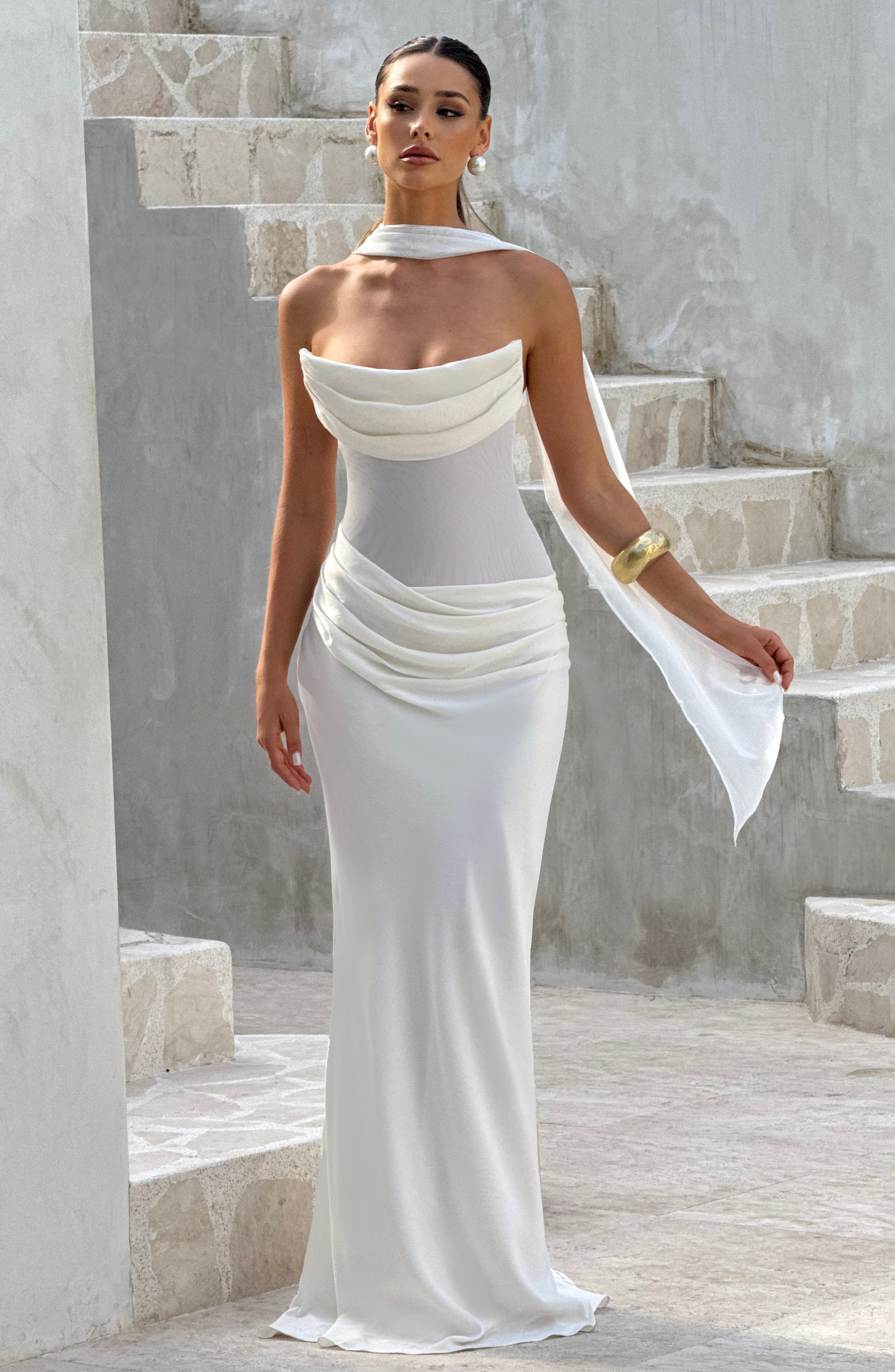 Liora Maxi Ekru Elbise