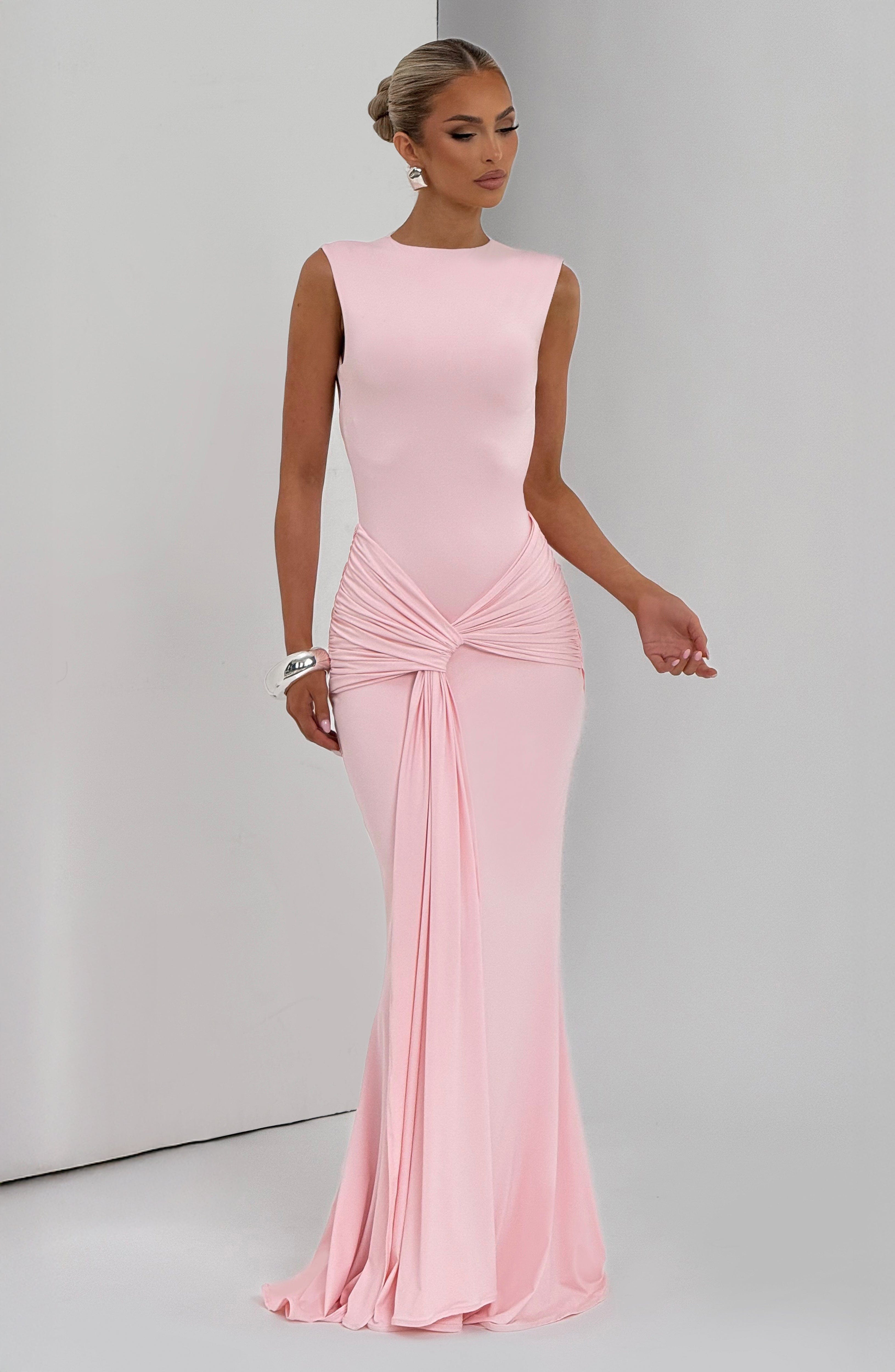 Lorenza Pembe Maxi Elbise