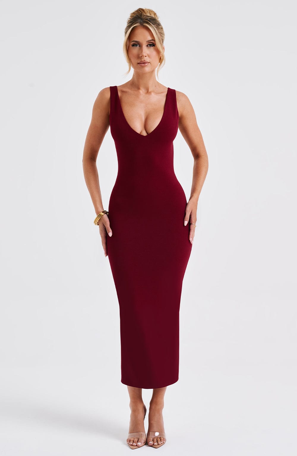 Bordo Lucinda Midi Elbise