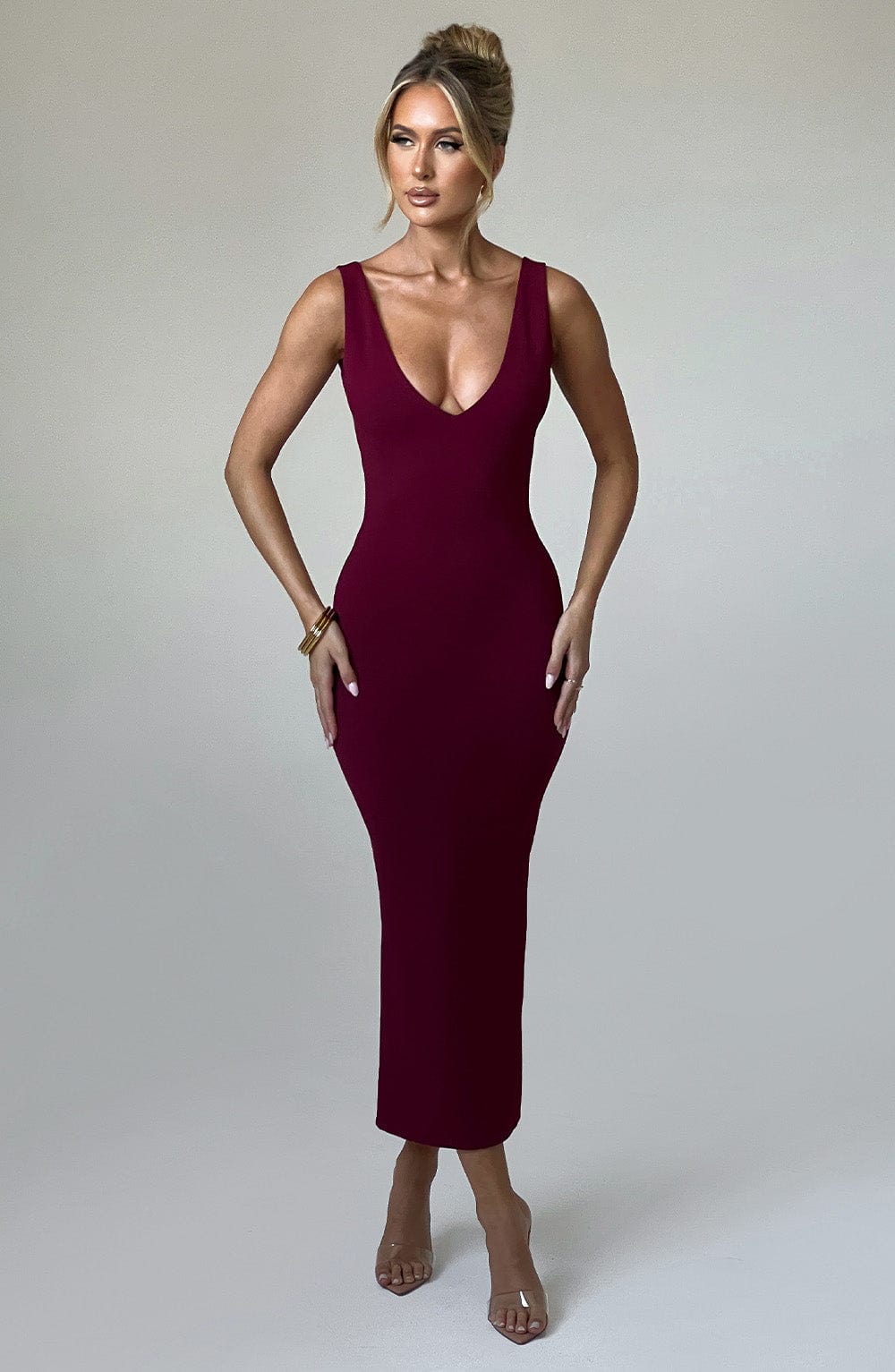 Bordo Lucinda Midi Elbise