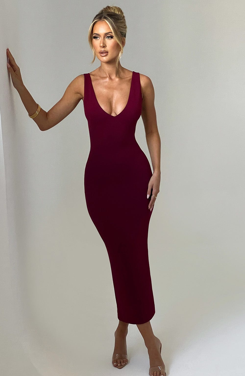 Bordo Lucinda Midi Elbise