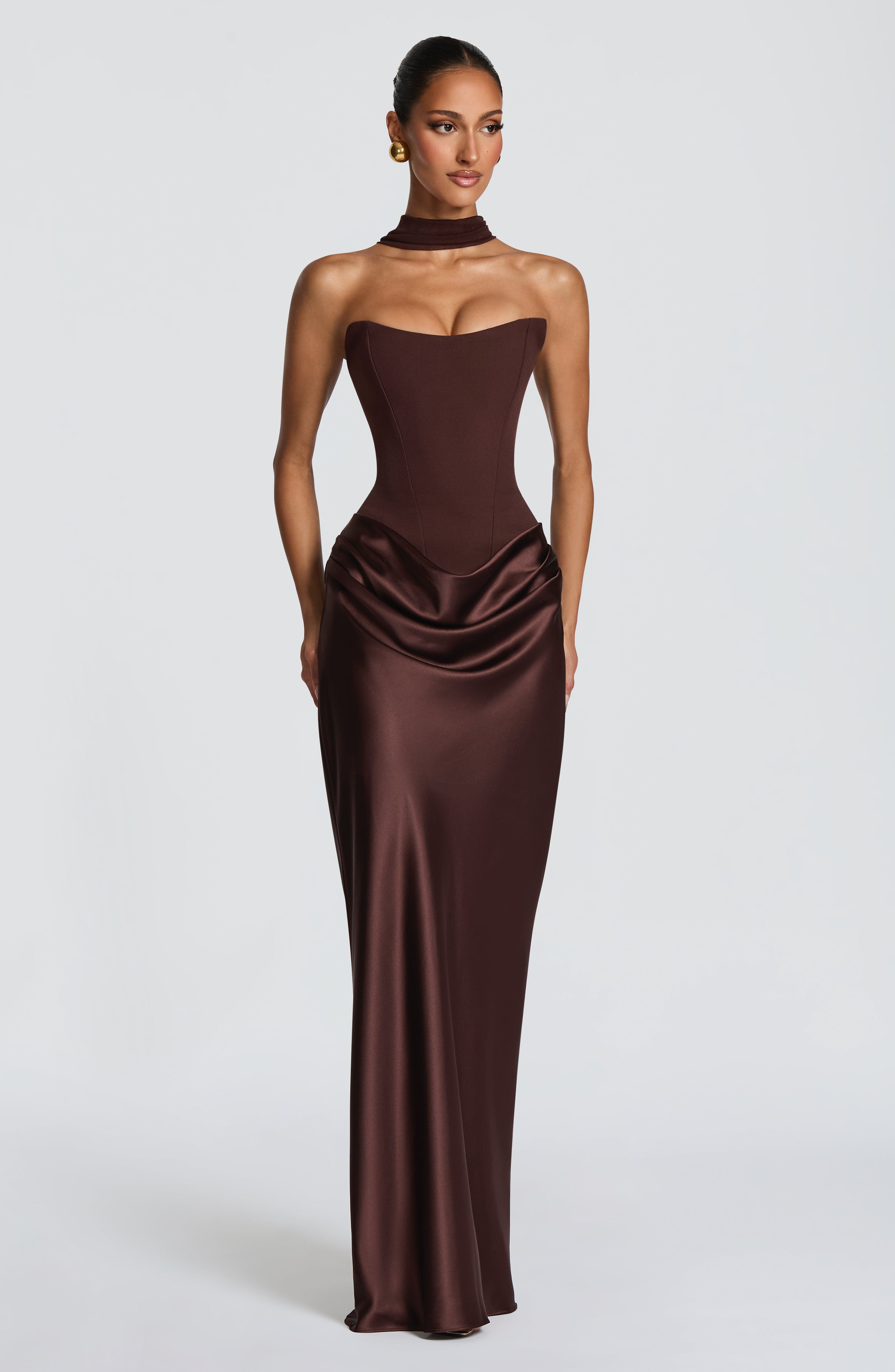 Marielle Maxi Elbise – Mürdüm Kahve