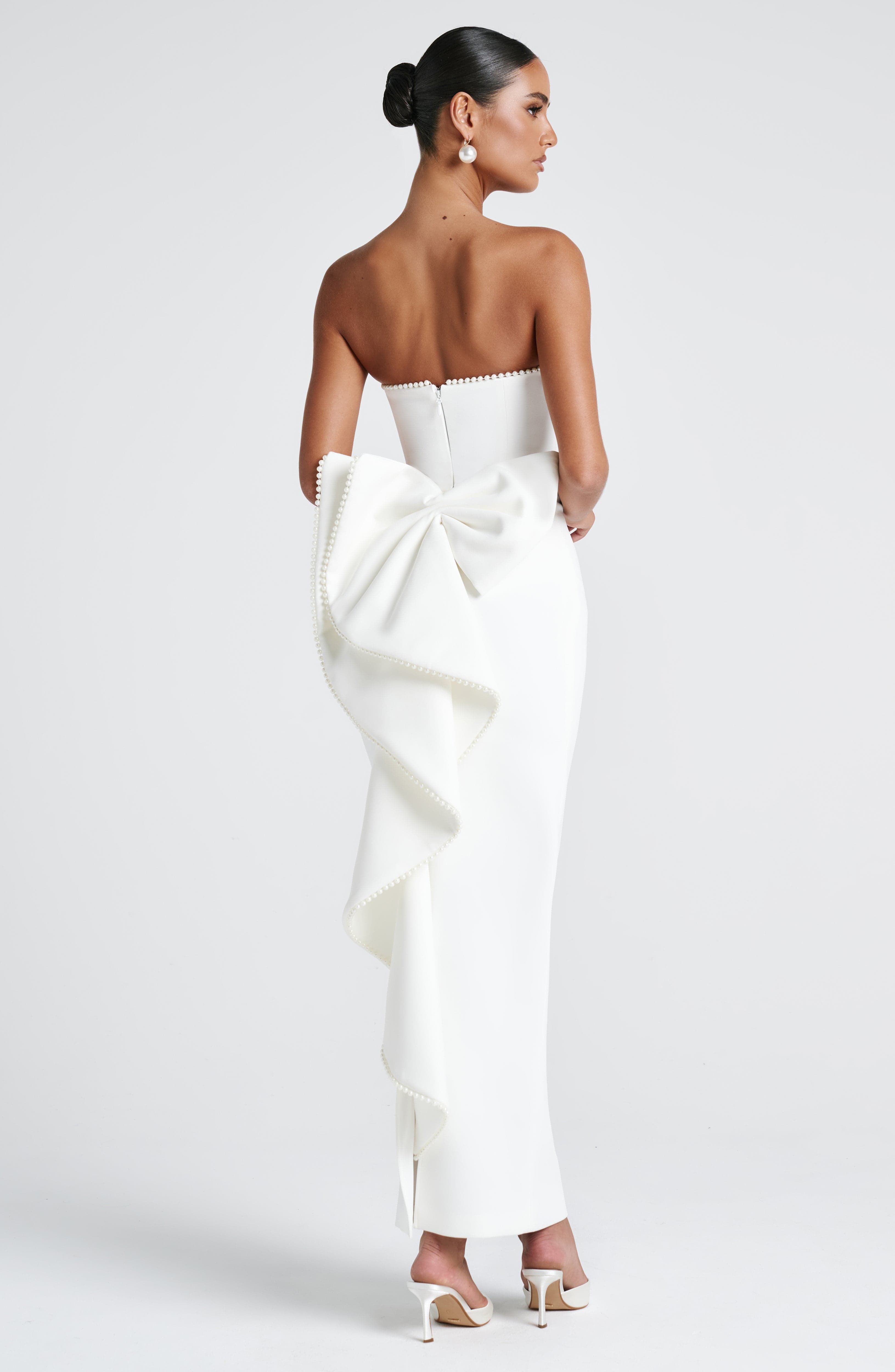Ekru Magnolia Maxi Elbise