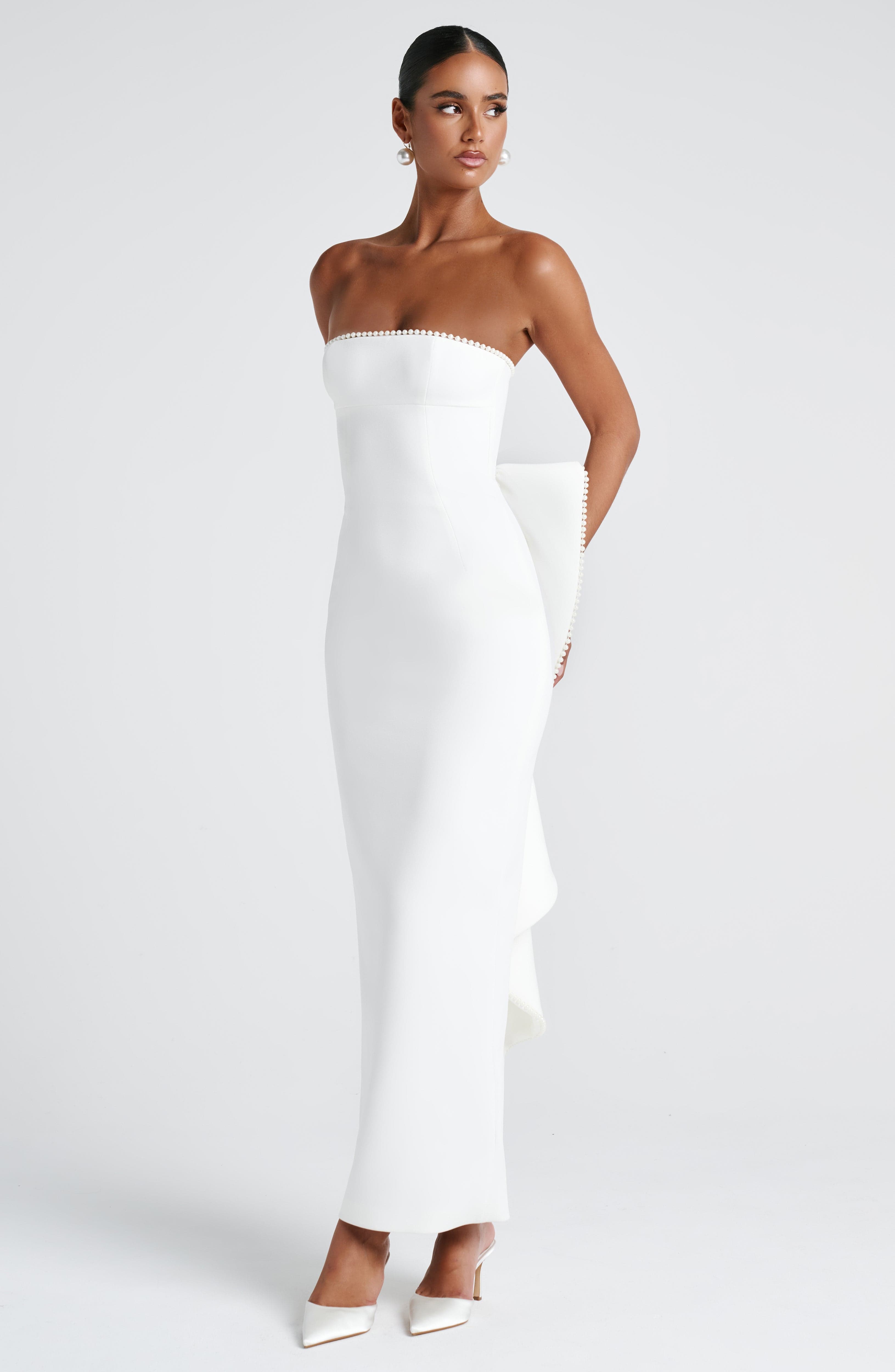 Ekru Magnolia Maxi Elbise