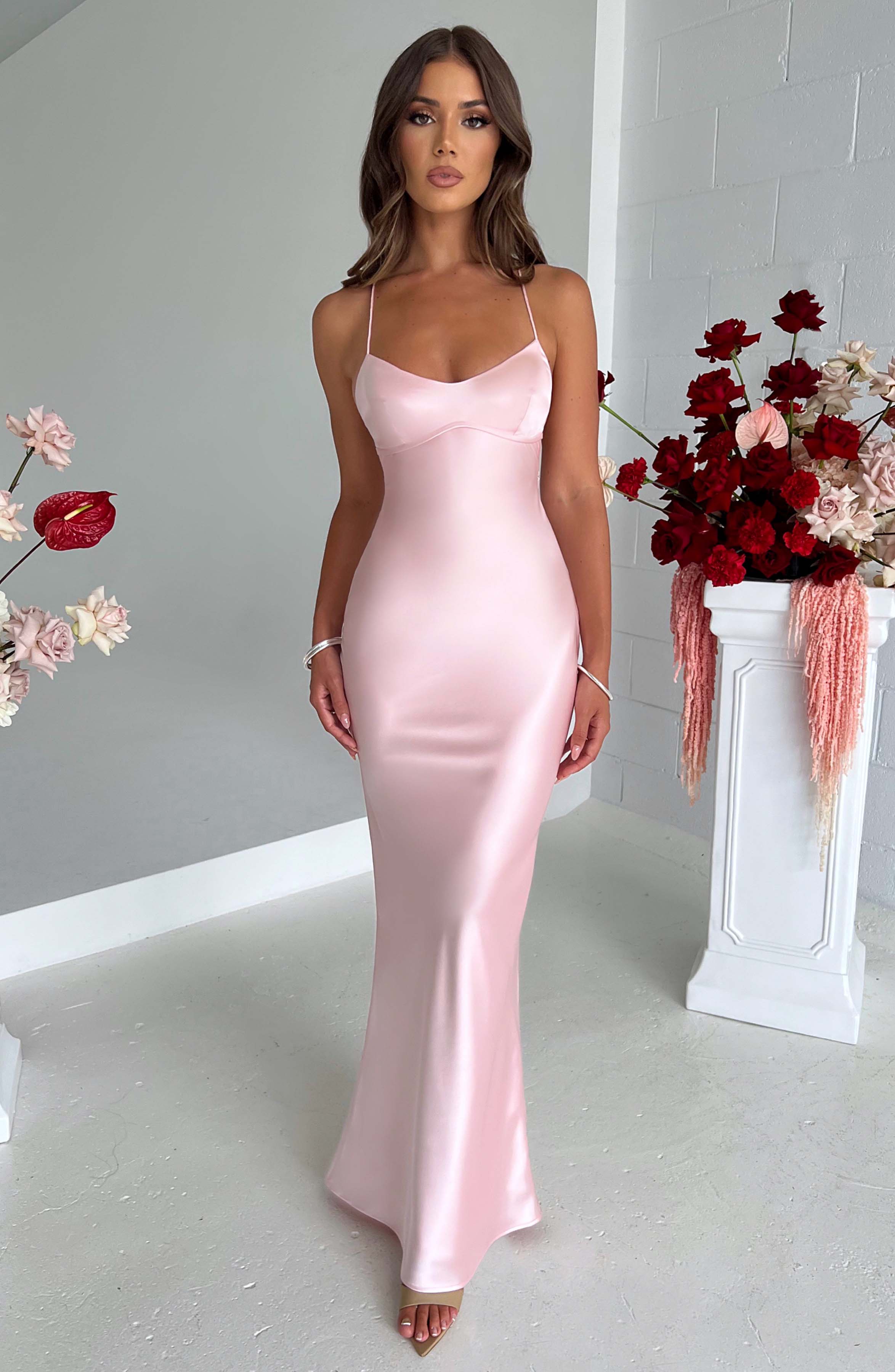 Malika Pembe Maxi Elbise