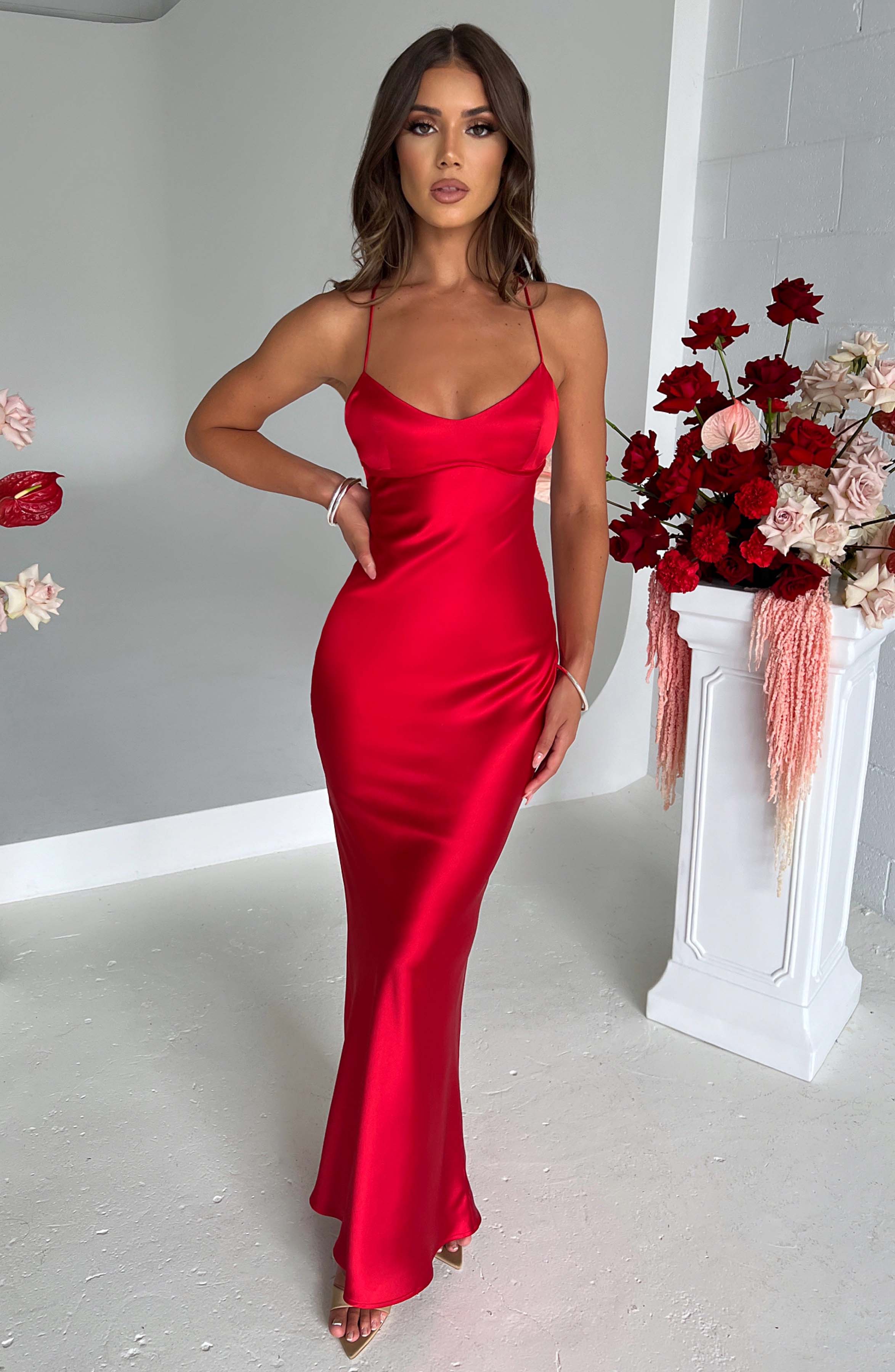 Malika Kırmızı Maxi Elbise
