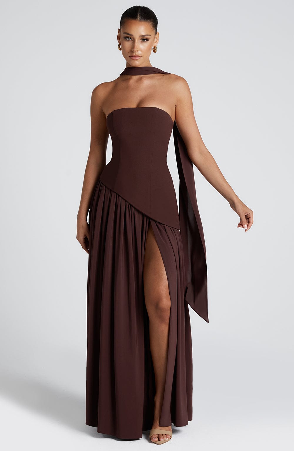 Maliyah Maxi Elbise – Mürdüm Kahve
