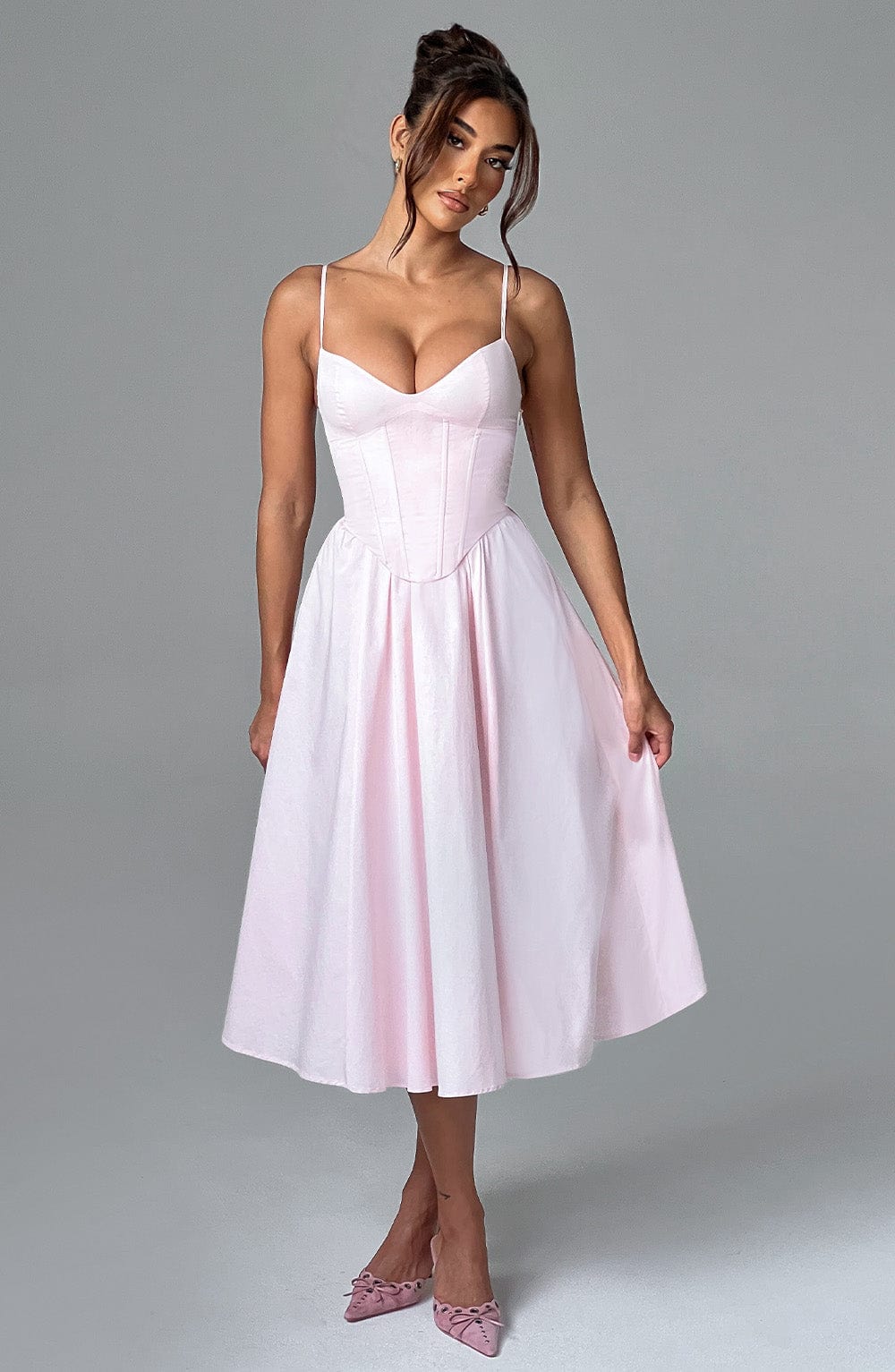 Pembe Mariella Midi Elbise
