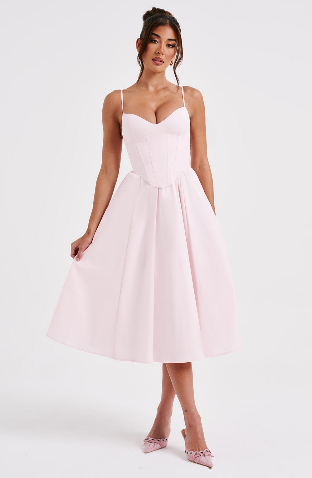 Pembe Mariella Midi Elbise