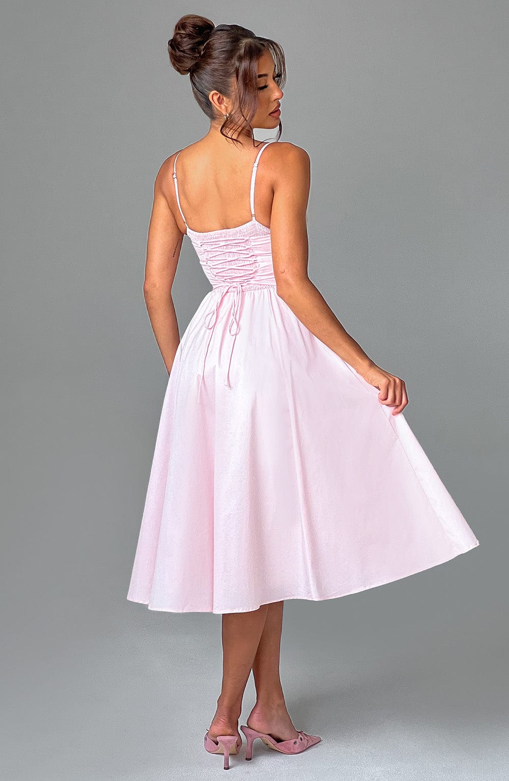 Pembe Mariella Midi Elbise