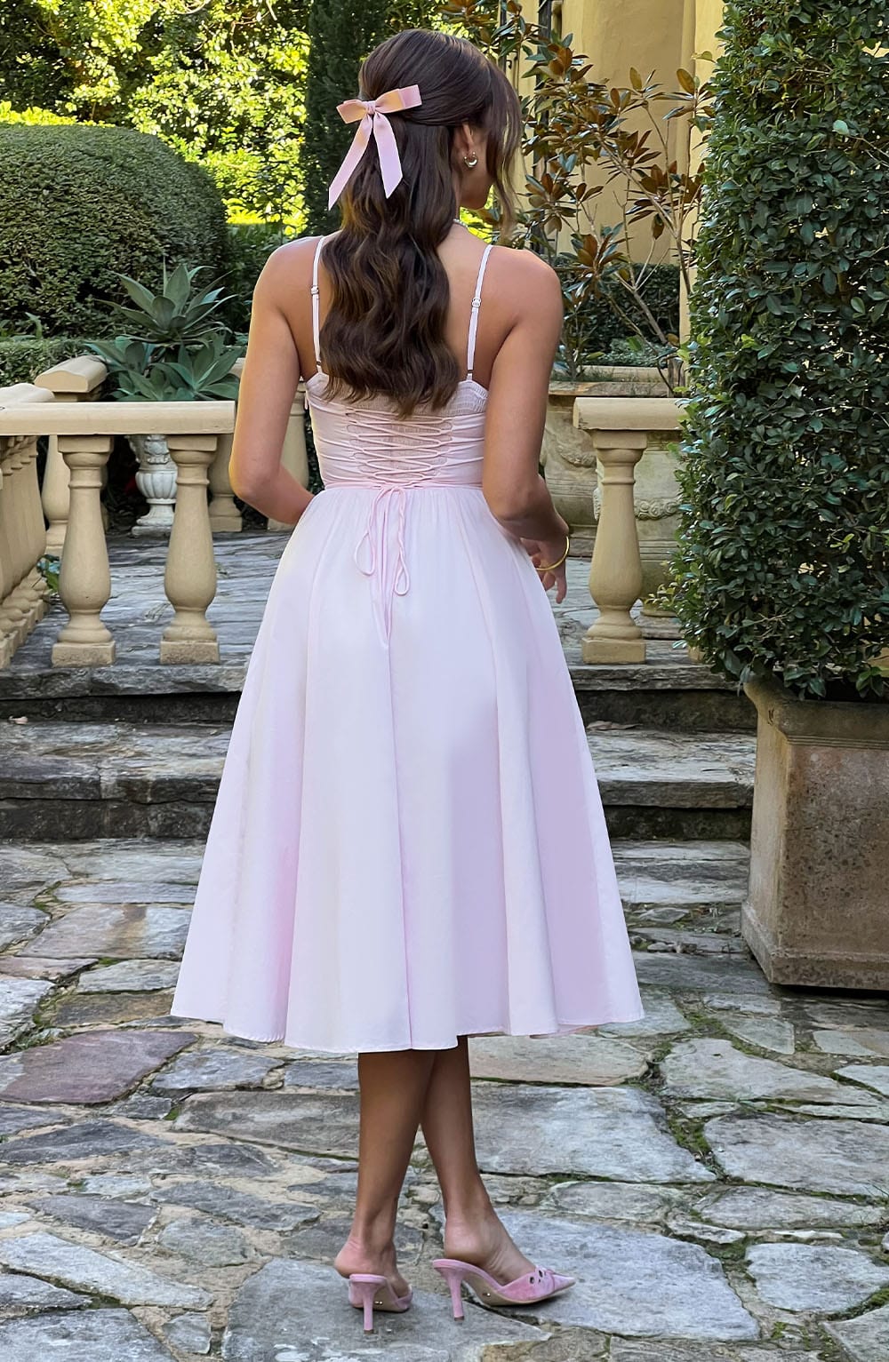 Pembe Mariella Midi Elbise