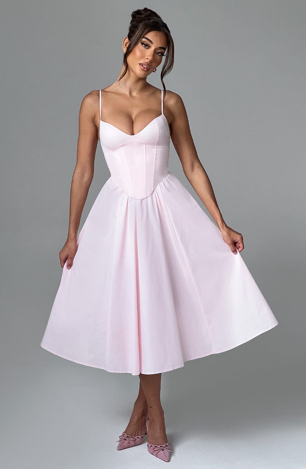 Pembe Mariella Midi Elbise