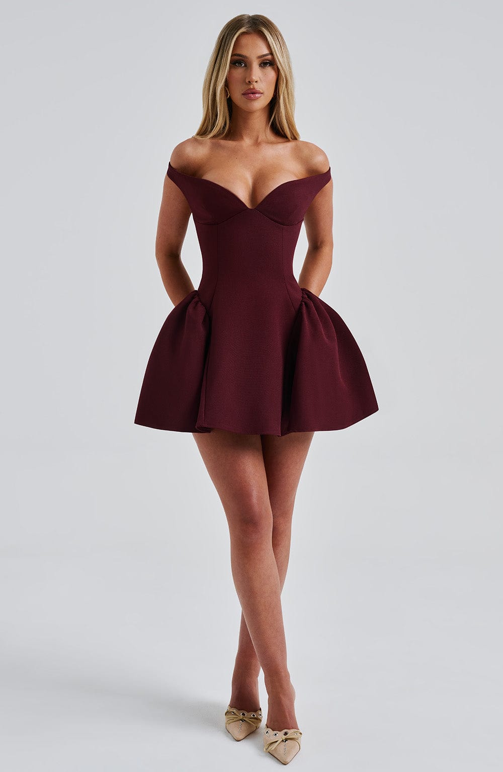 Kiraz Vernik Marla Mini Elbise