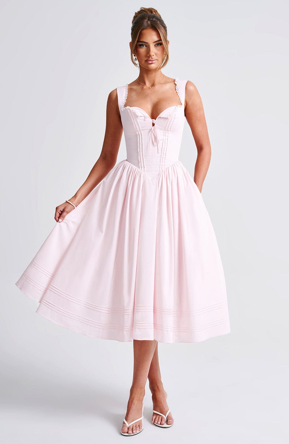 Marlena Pembe Midi Elbise