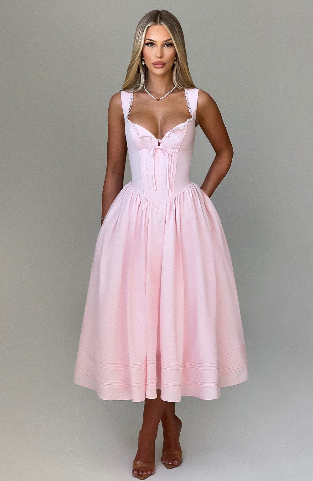 Marlena Pembe Midi Elbise