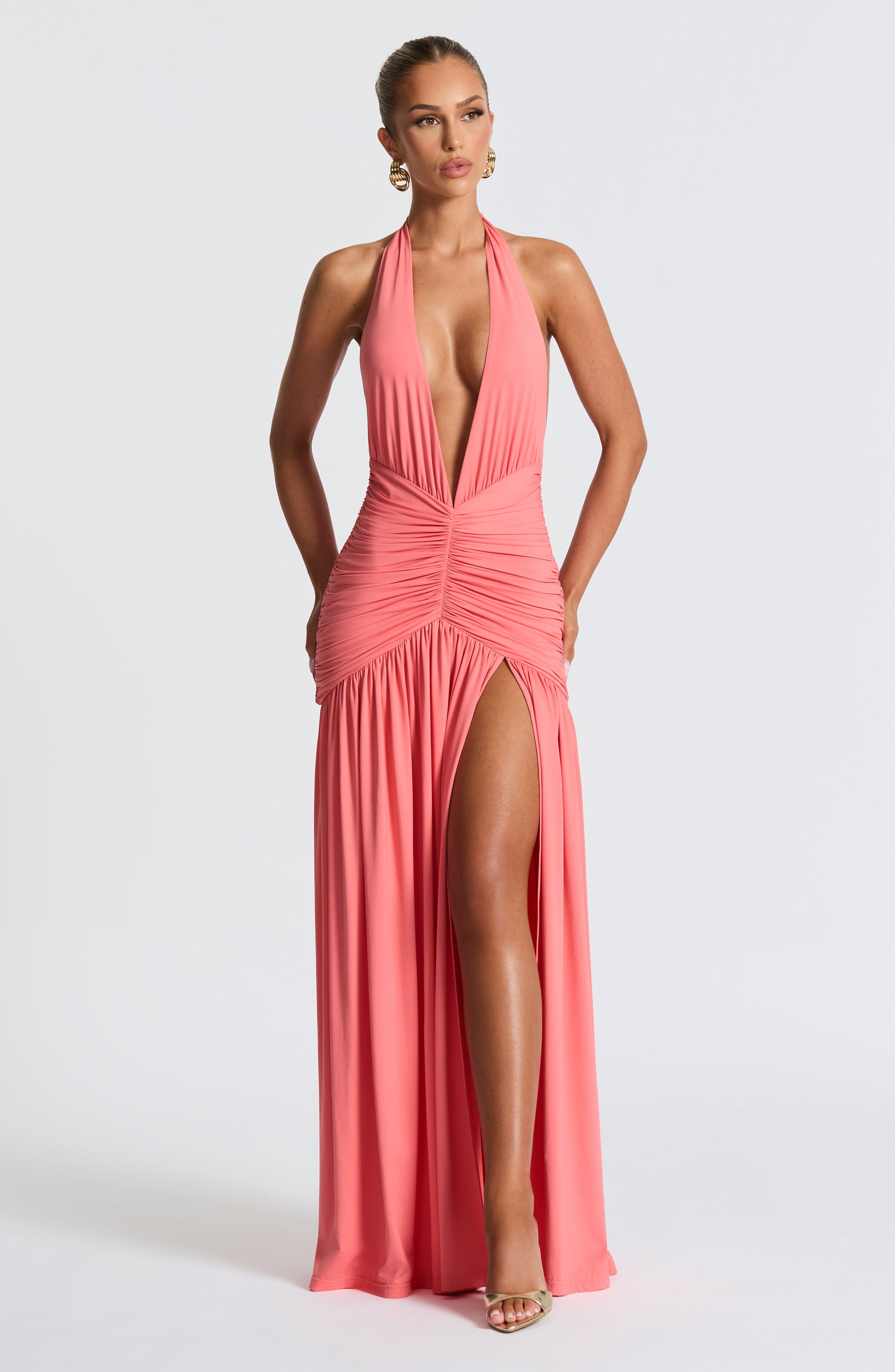 Melania Mercan Pembe Maxi Elbise