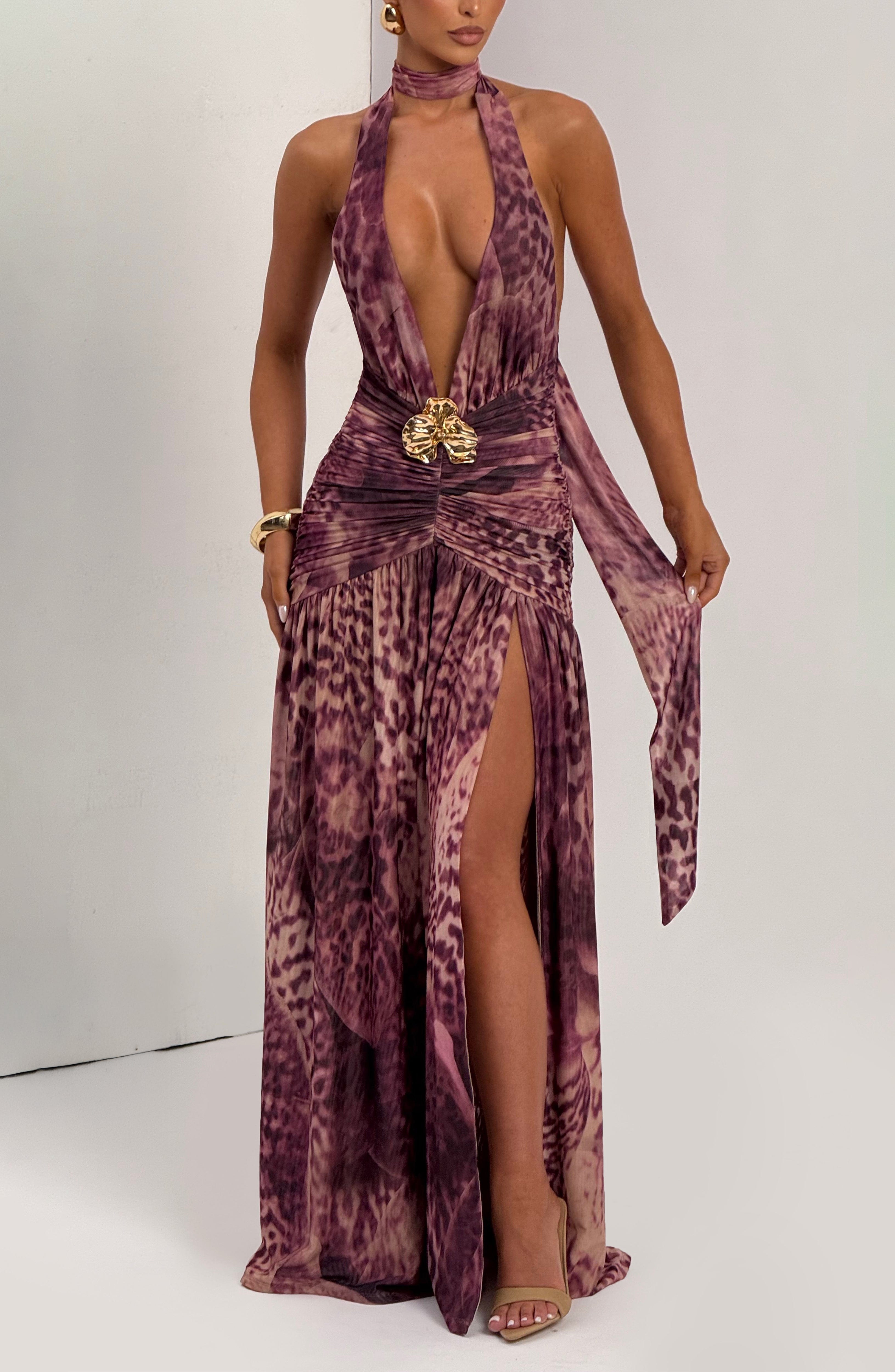 Melania Maxi Pembe Elbise