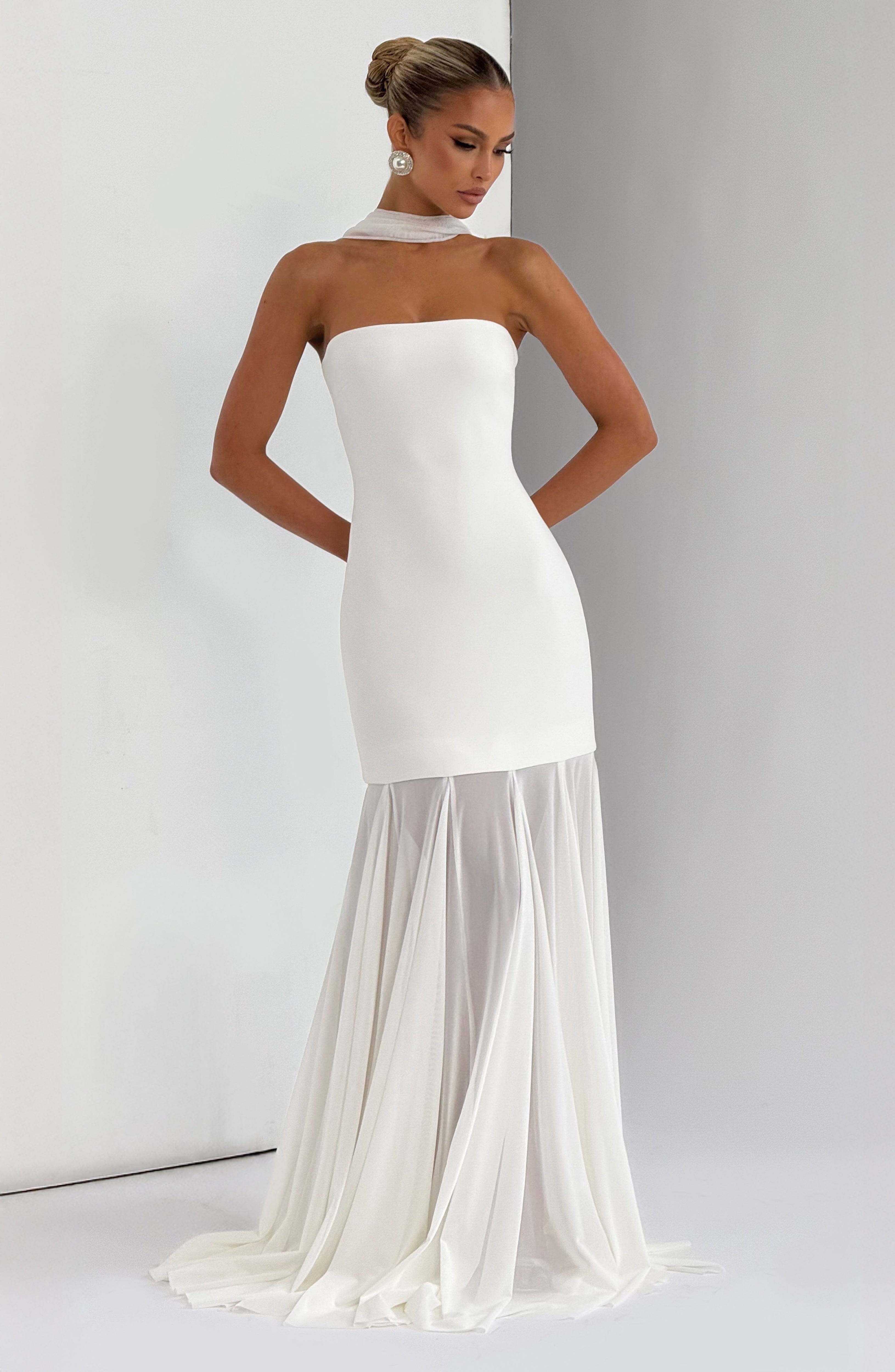 Merritt Ekru Maxi Elbise