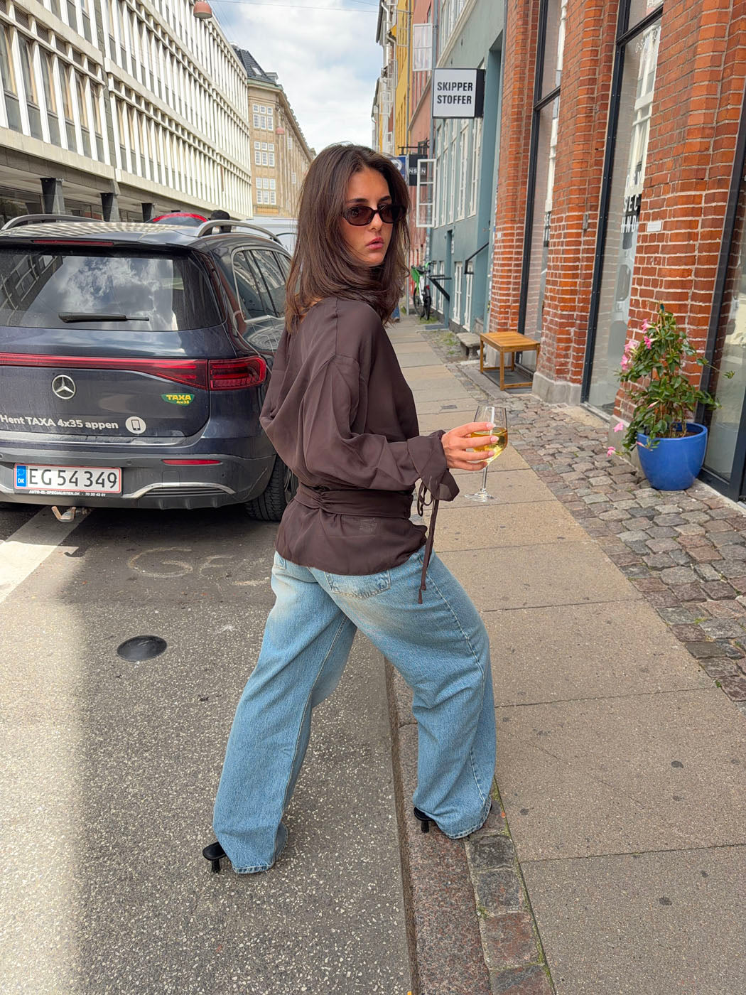 Dalya Kahverengi File Bluz