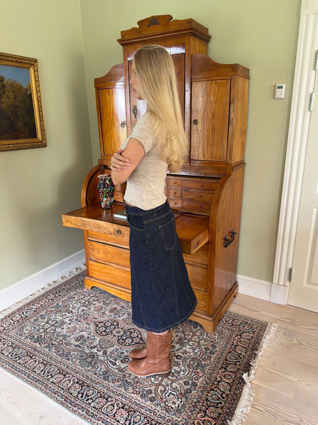 Koyu Denim Britta Midi Etek