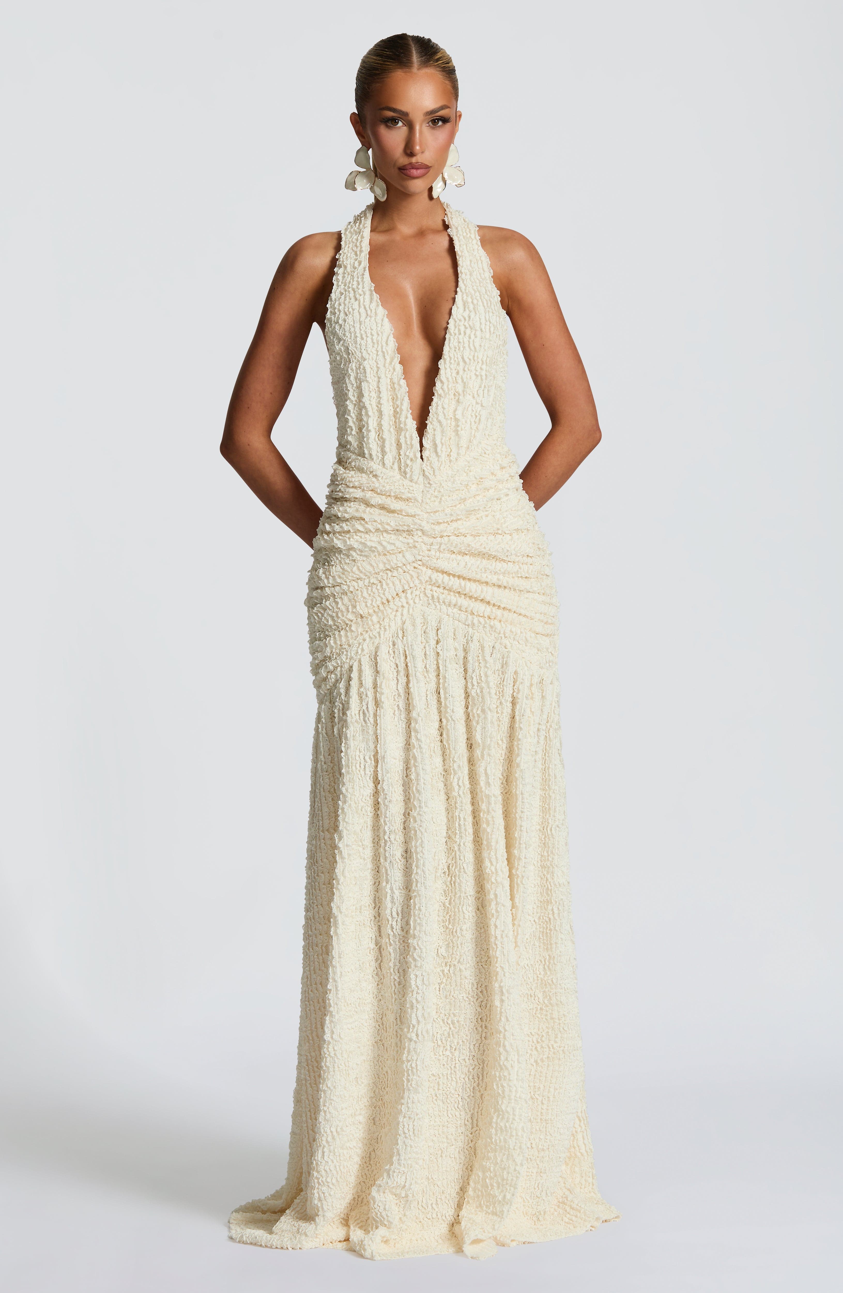 Minerva Maxi Krem Elbise