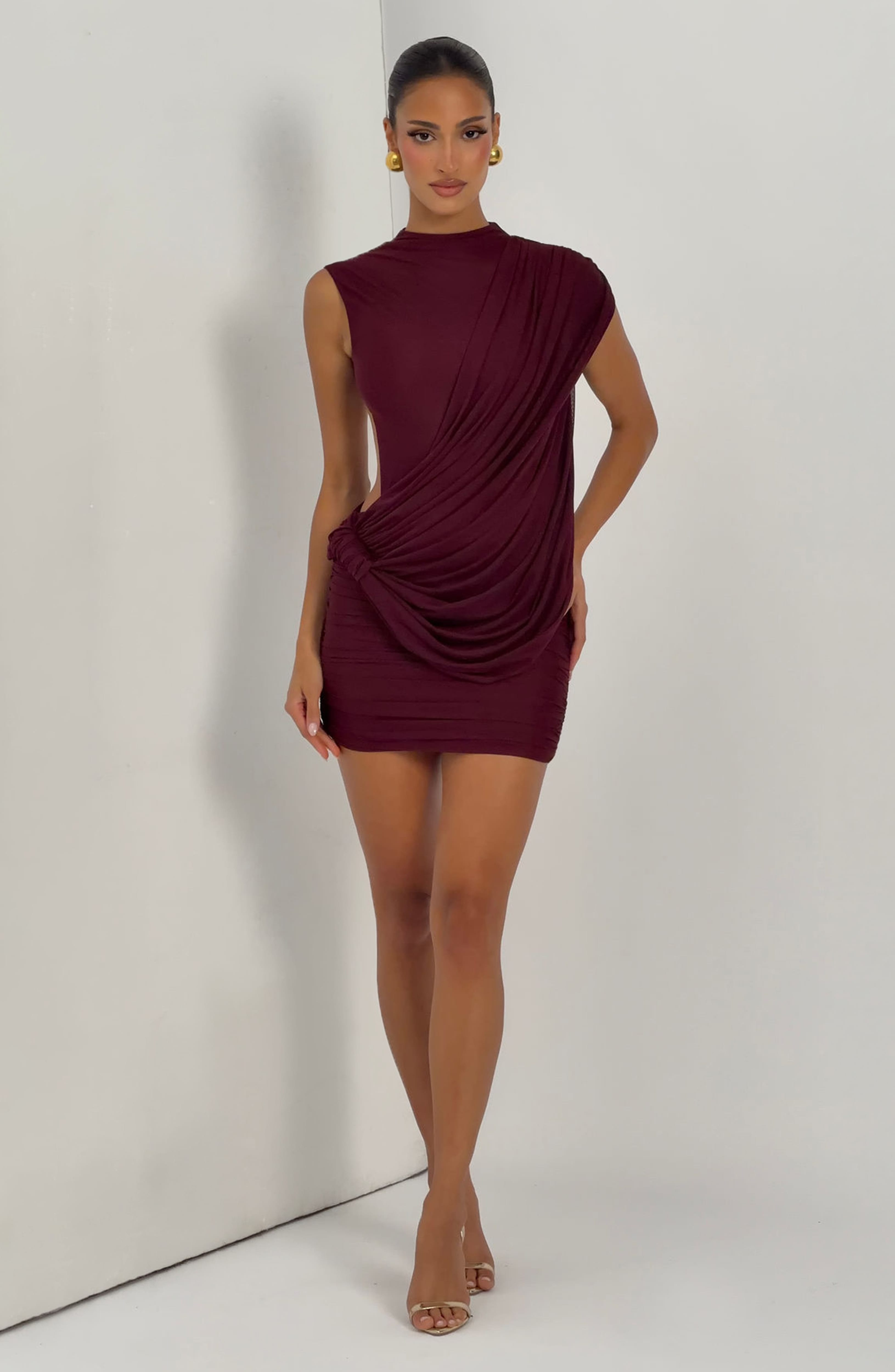 Mireya Mini Elbise - Parlak Kiraz