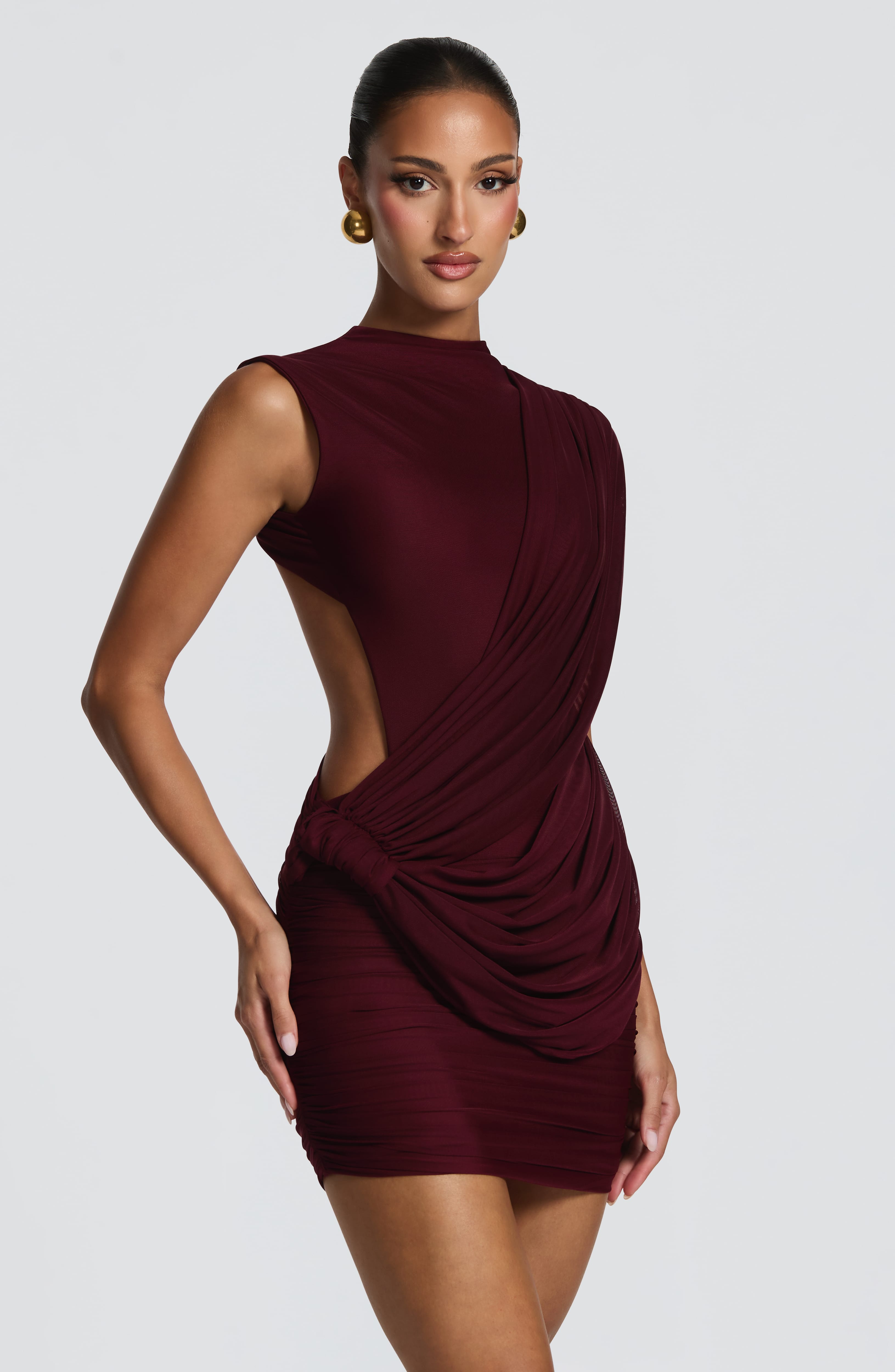 Mireya Mini Elbise - Parlak Kiraz