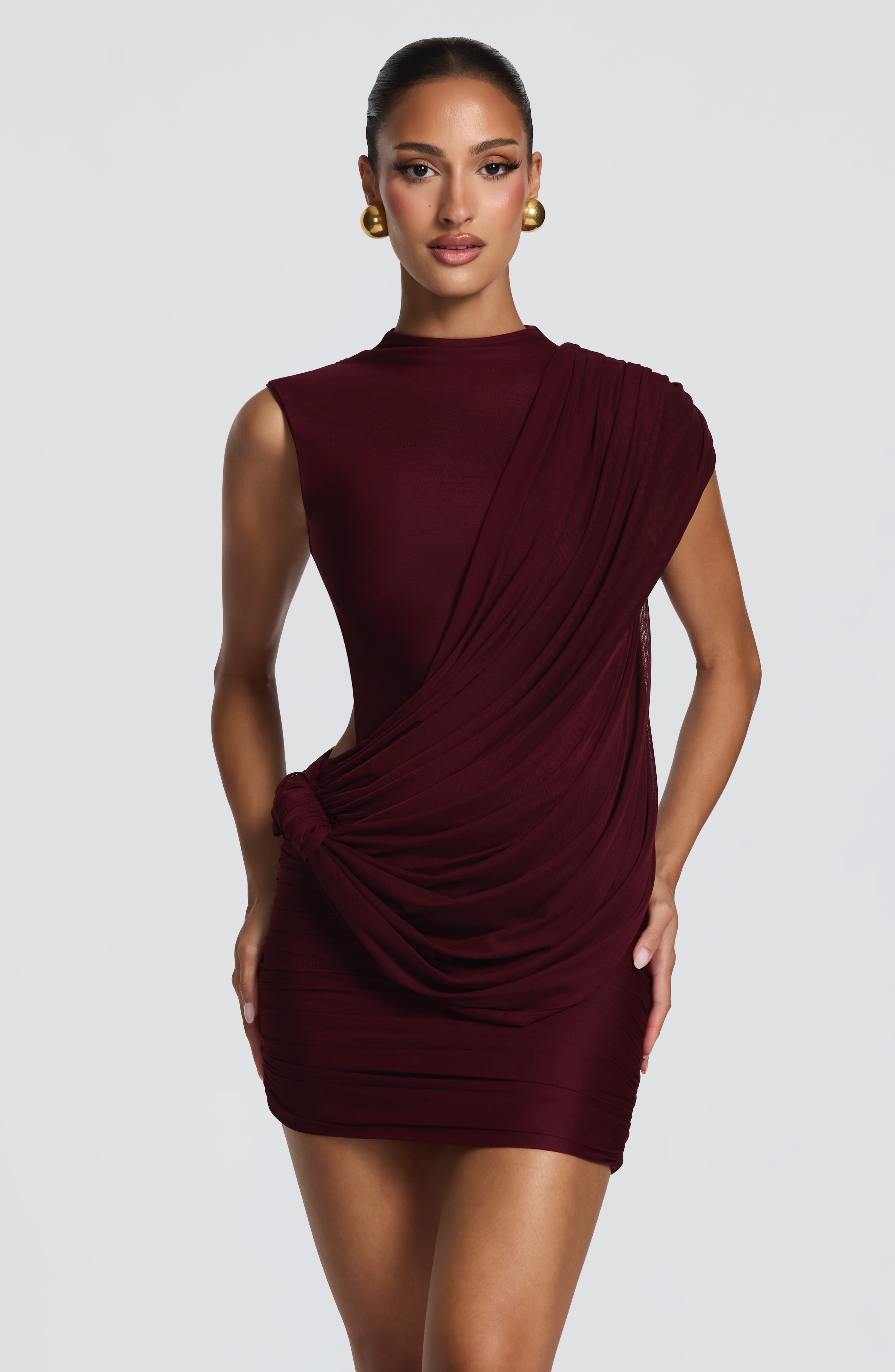 Mireya Mini Elbise - Parlak Kiraz