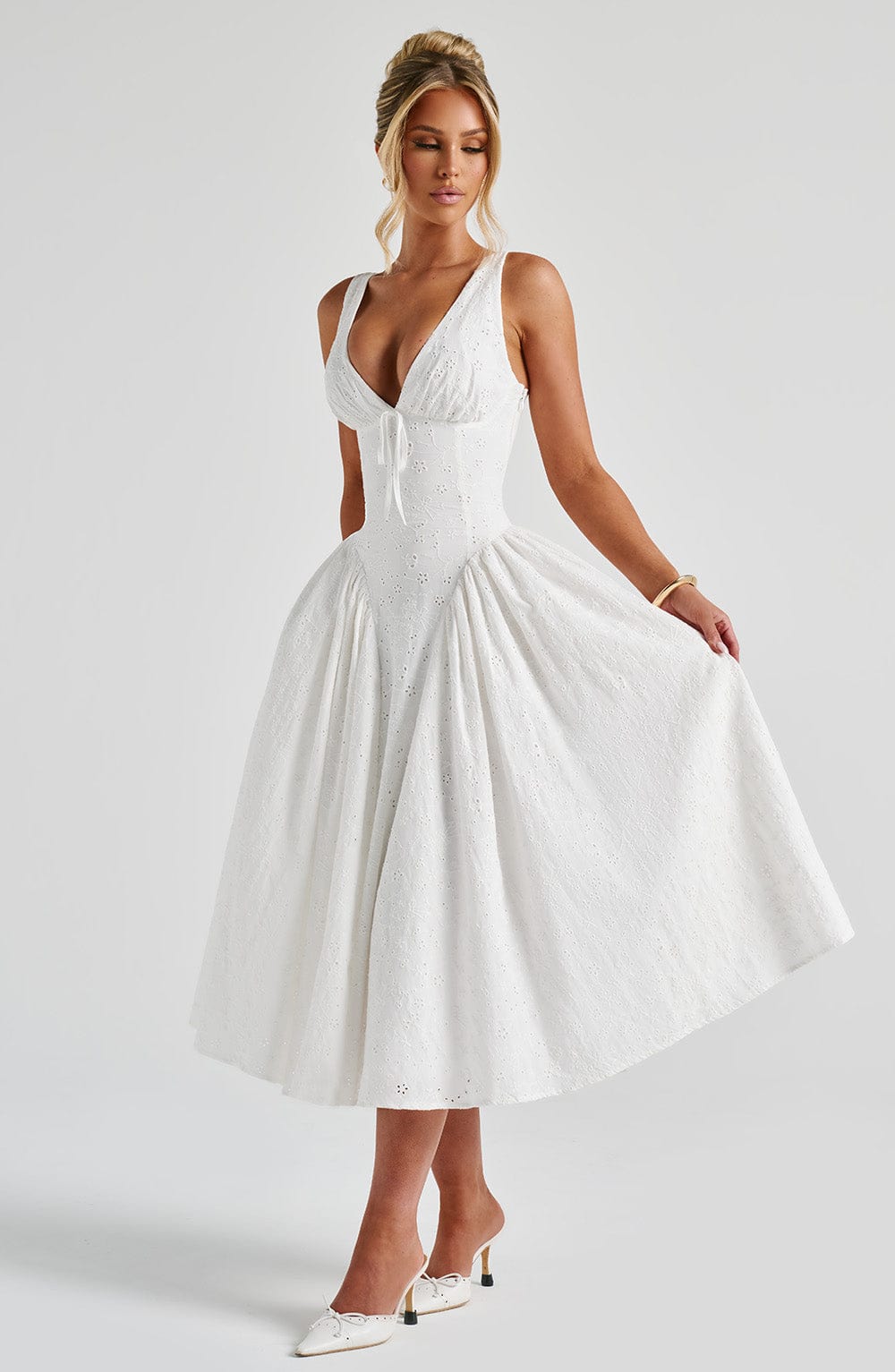 Monroe Midi Krem Elbise