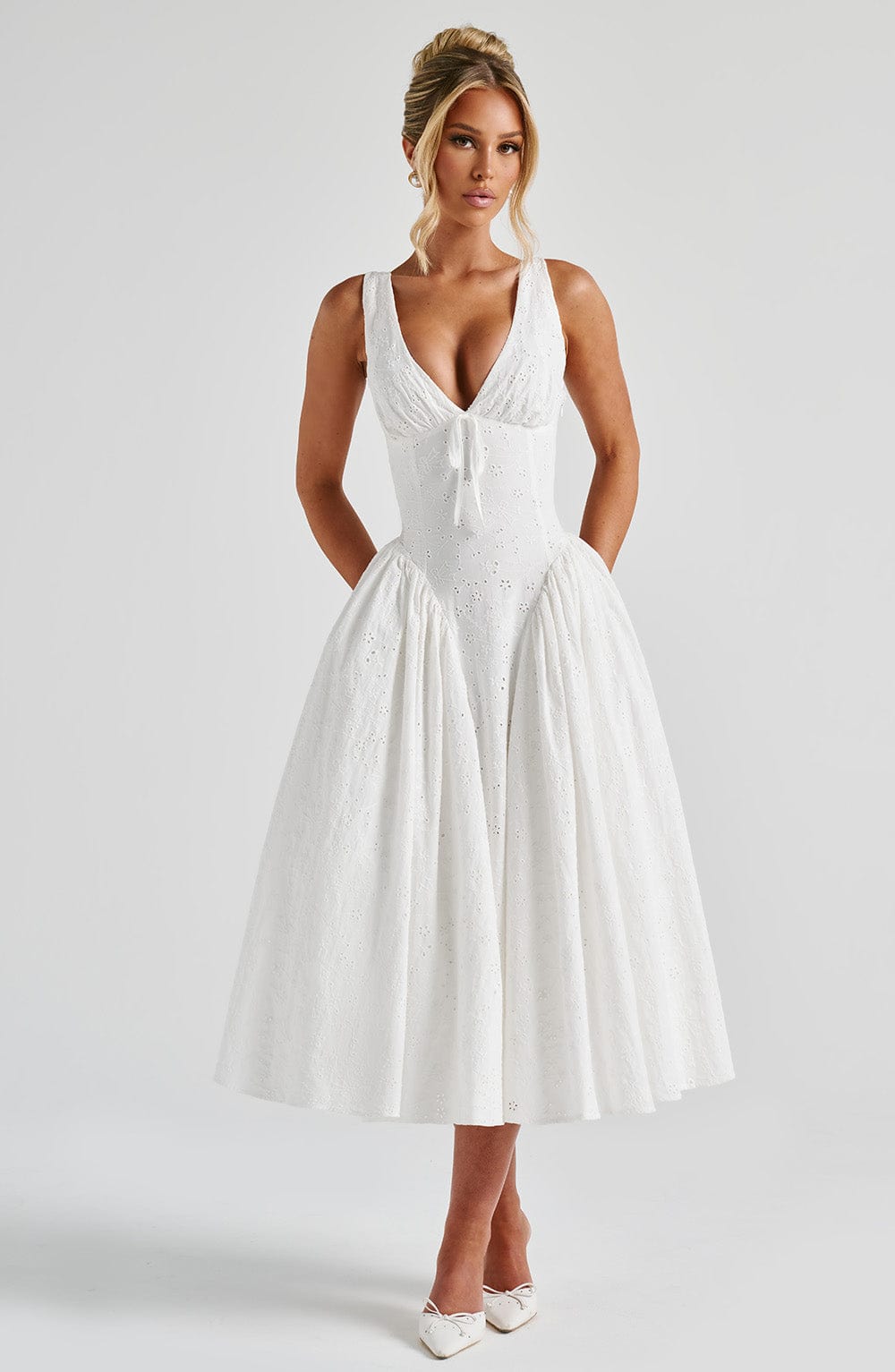 Monroe Midi Krem Elbise